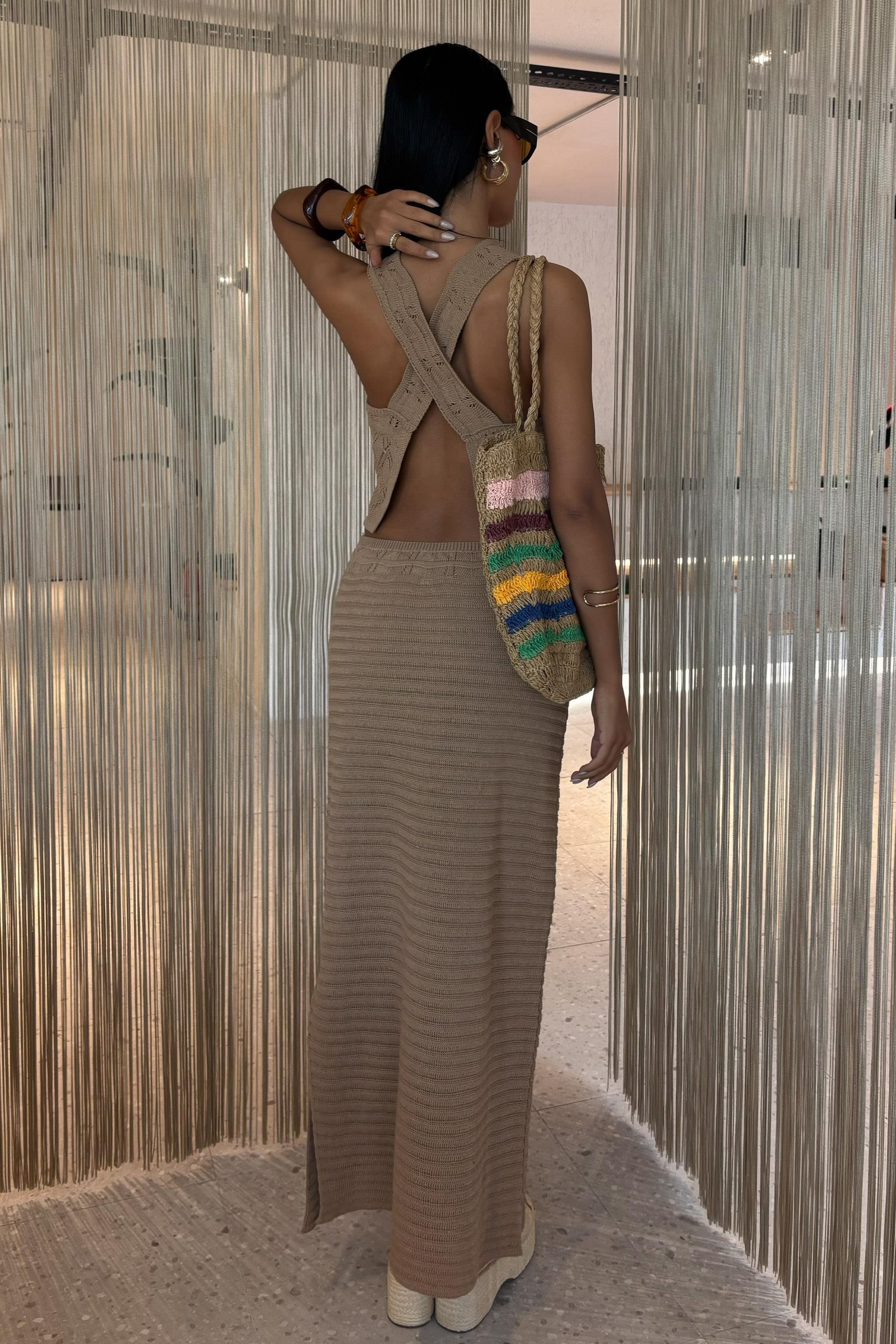 Sırt Çapraz Detay Ajurlu Triko Takım 10097 R1-J-K5