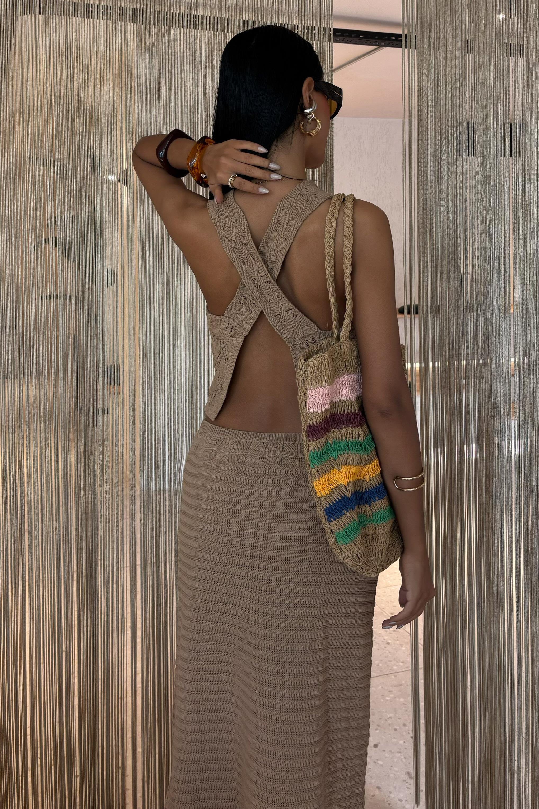 Sırt Çapraz Detay Ajurlu Triko Takım 10097 R1-J-K5