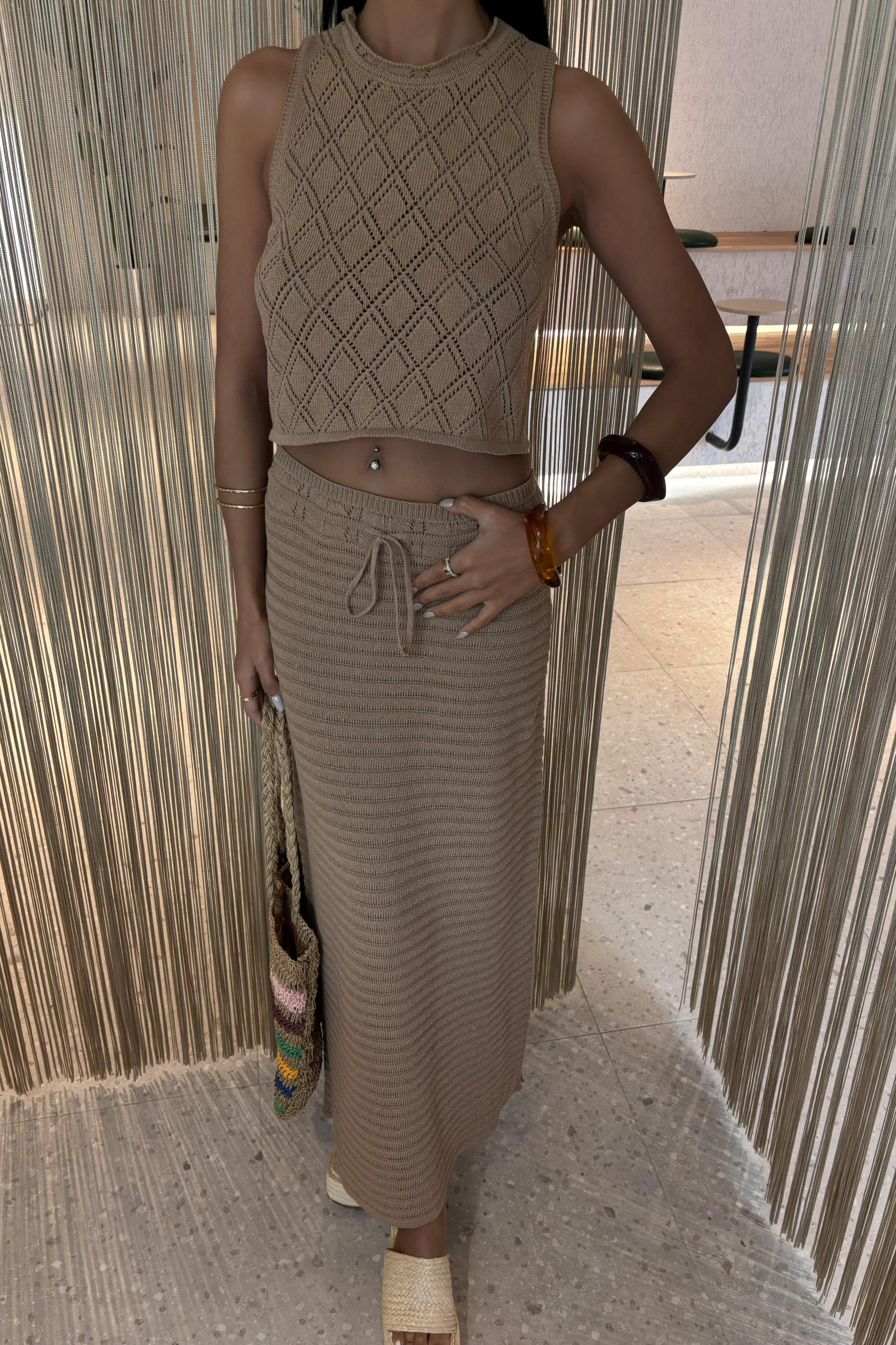 Sırt Çapraz Detay Ajurlu Triko Takım 10097 R1-J-K5