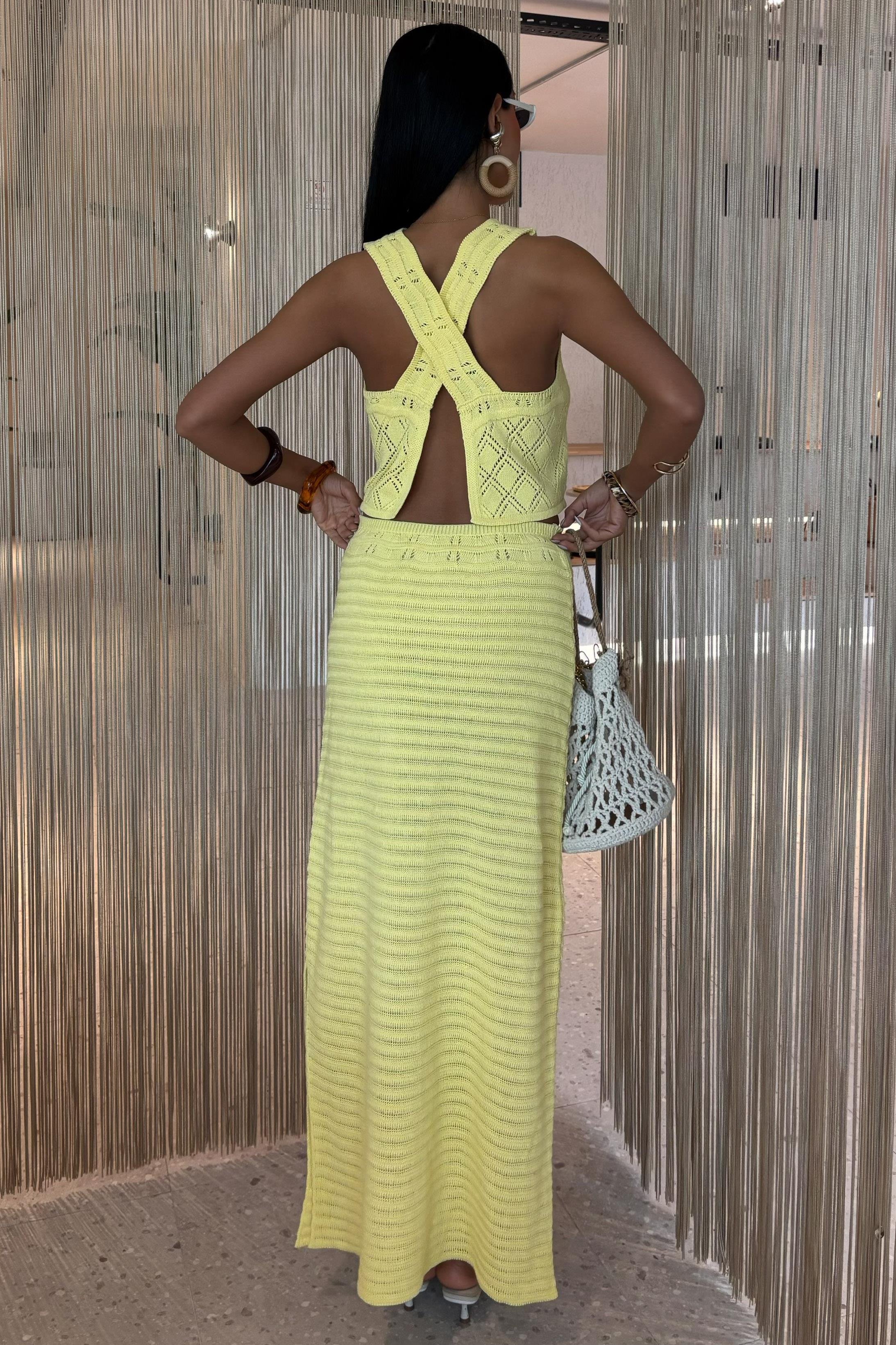 Sırt Çapraz Detay Ajurlu Triko Takım 10097 R1-J-K5