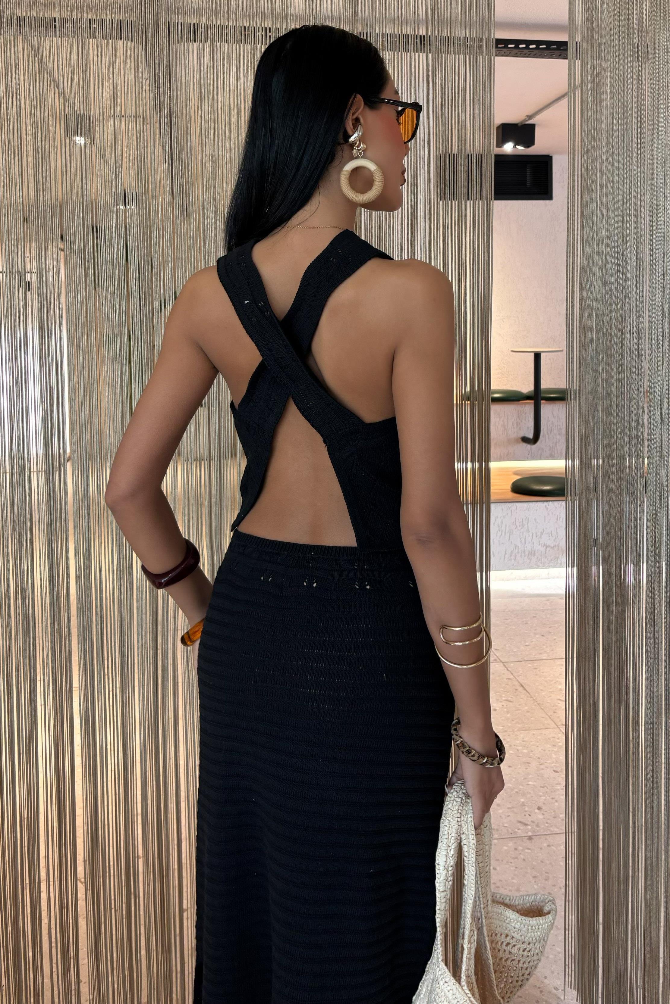 Sırt Çapraz Detay Ajurlu Triko Takım 10097 R1-J-K5