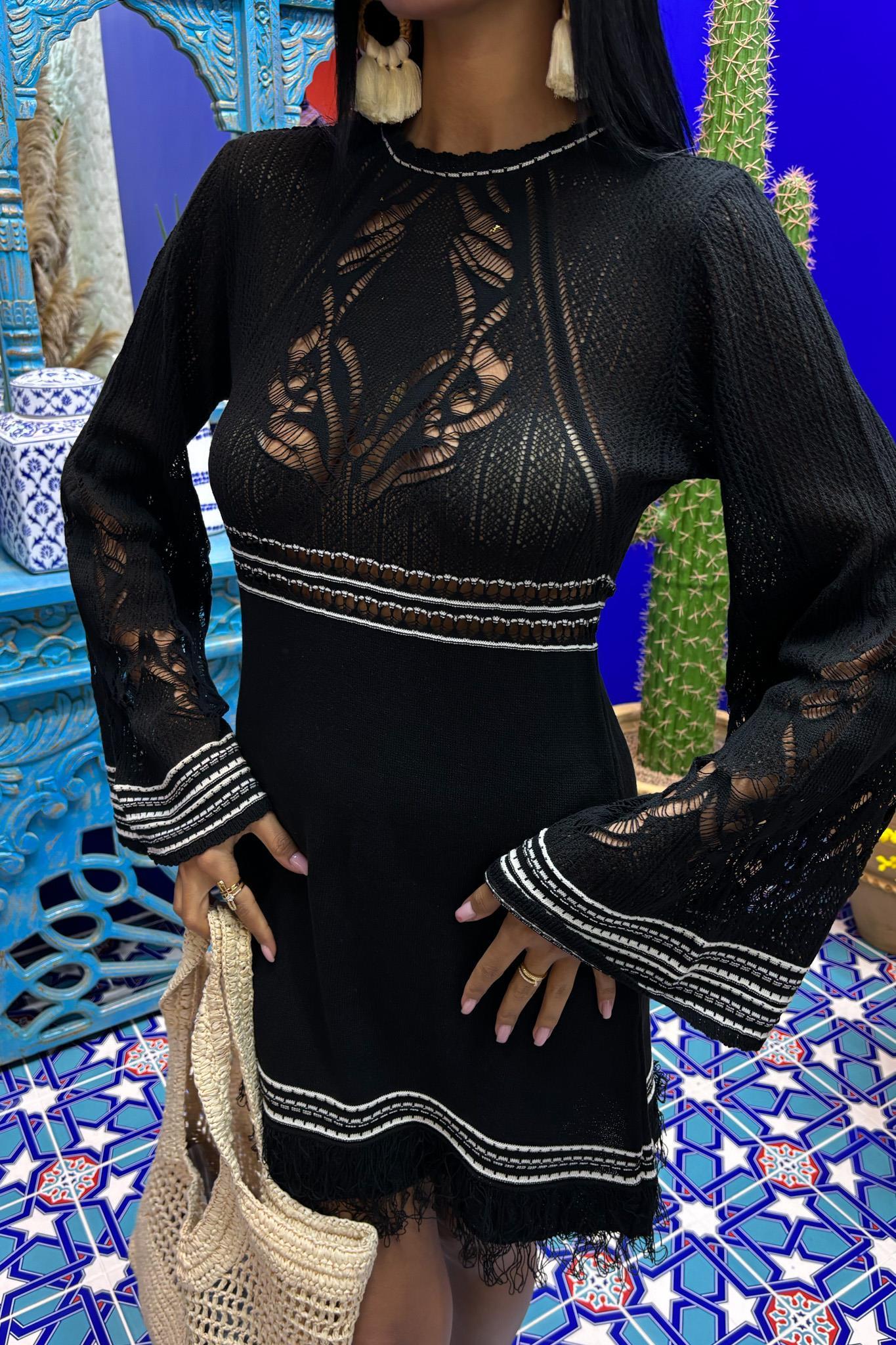 Sırt Dekolte Bağlamalı İspanyol Kol Triko Elbise 2860 R2-C-K2