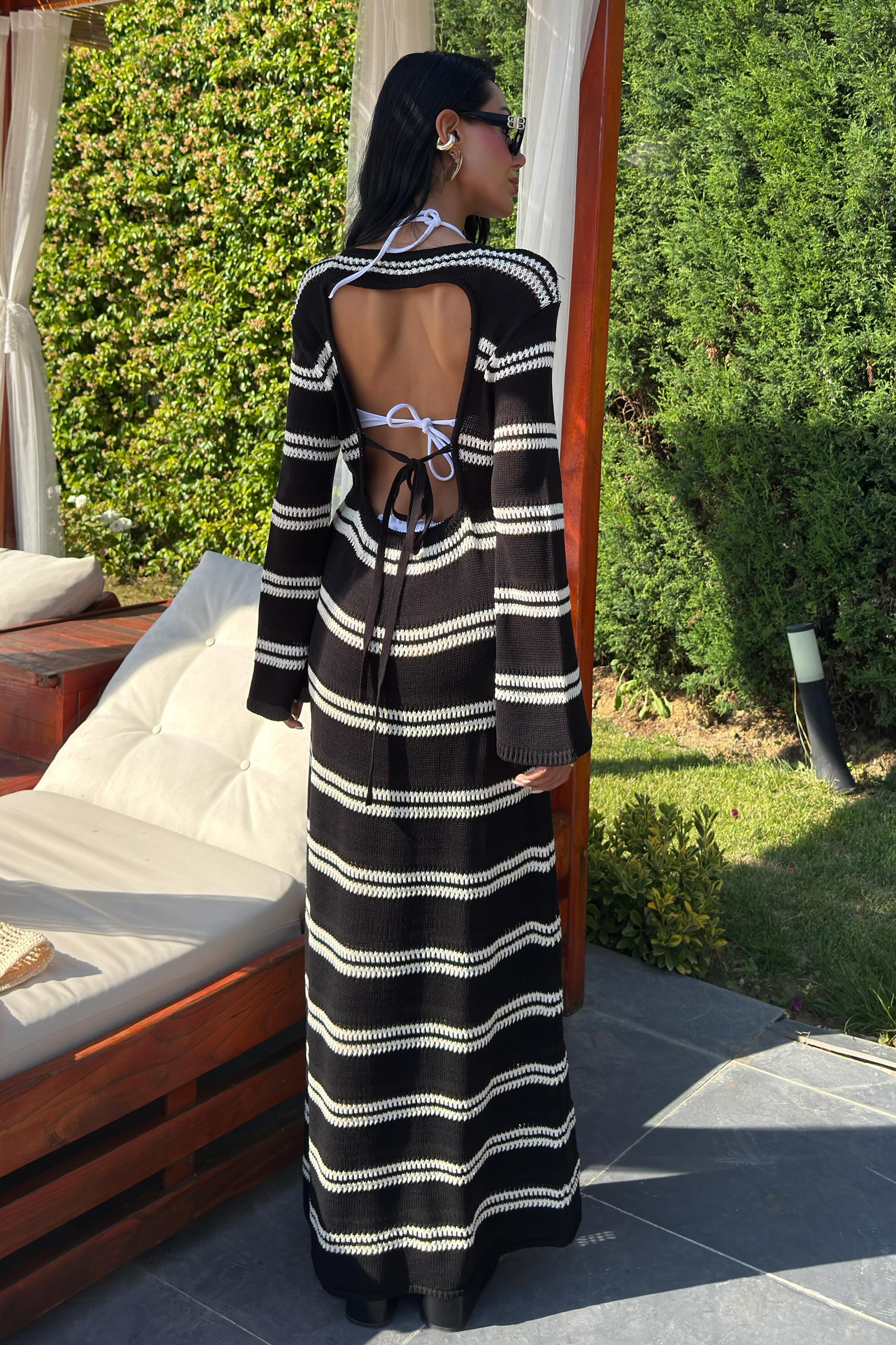 Sırt Dekolteli İspanyol Kol Triko Elbise 2848 R2-I-K5