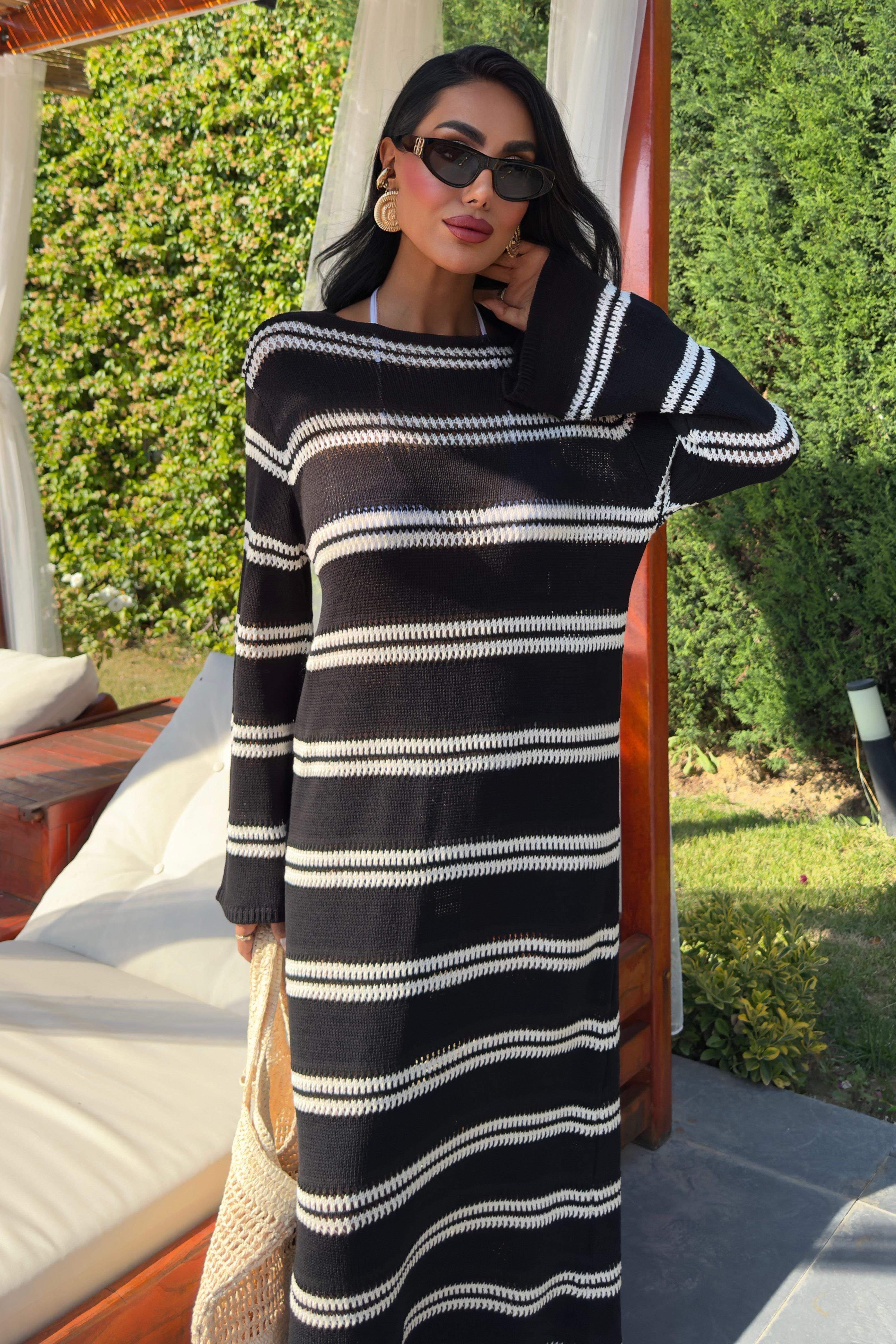 Sırt Dekolteli İspanyol Kol Triko Elbise 2848 R2-I-K5