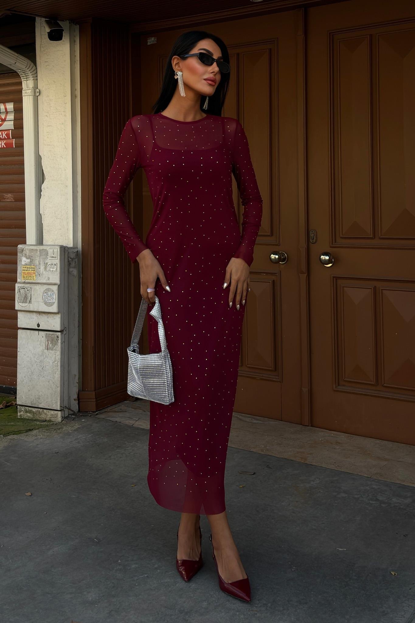 Taş İşlemeli Premium Tül Elbise 2829 R5-H-K3