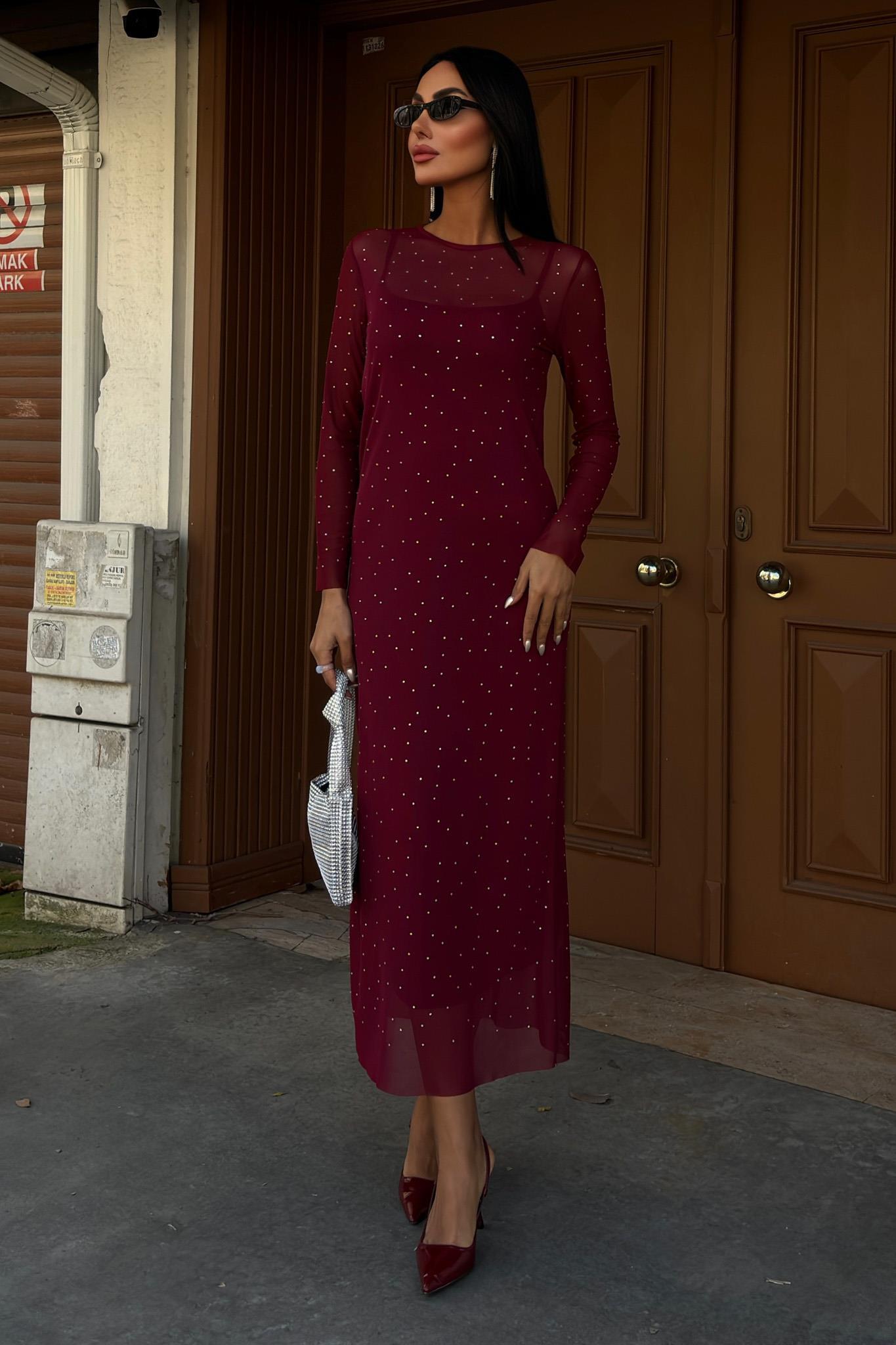 Taş İşlemeli Premium Tül Elbise 2829 R5-H-K3