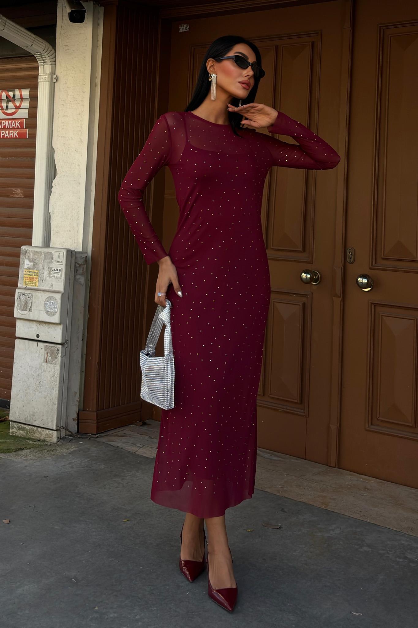 Taş İşlemeli Premium Tül Elbise 2829 R5-H-K3