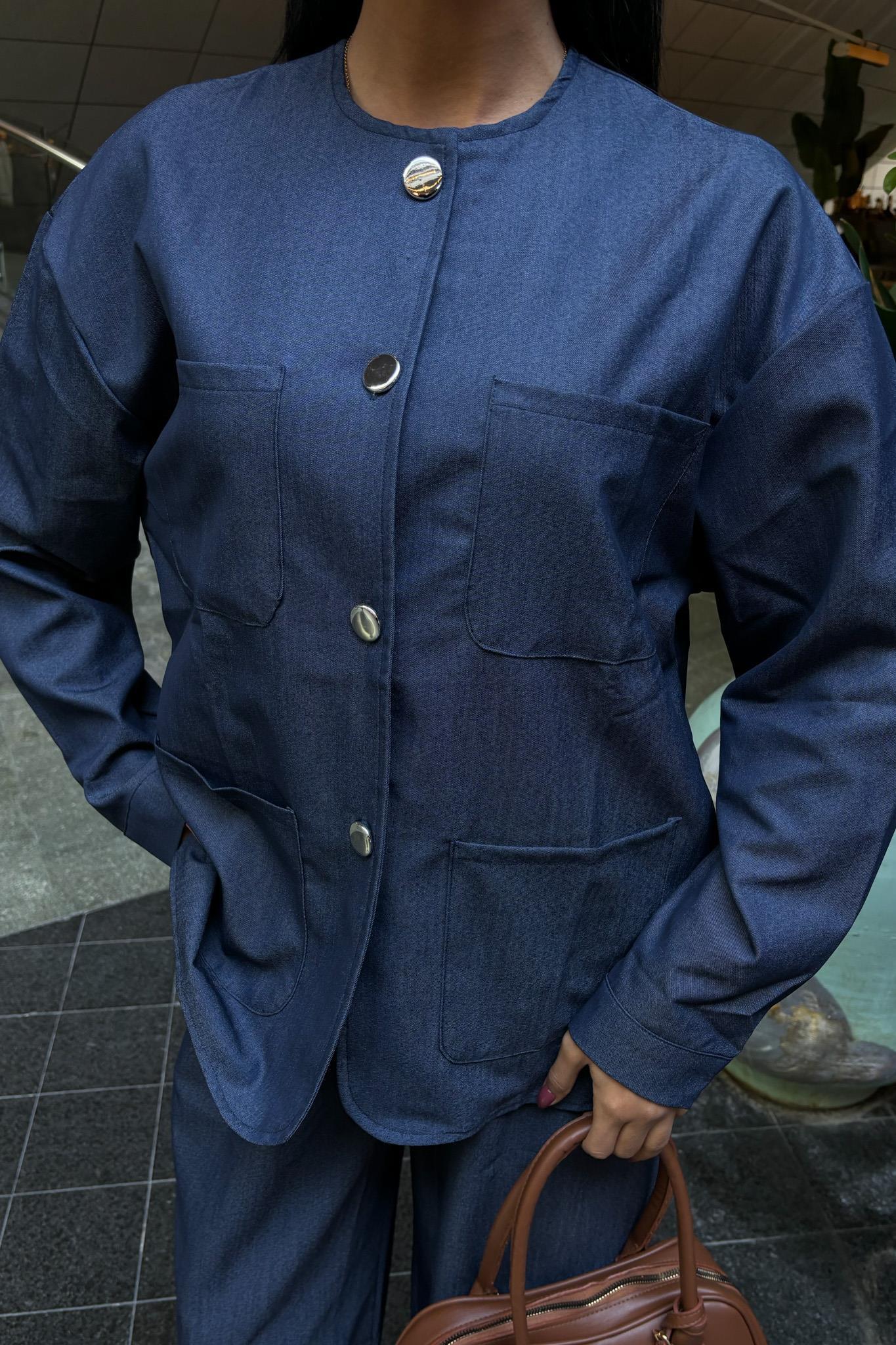 Torba Cep Detay Palazzo Pantolonlu Tensel Takım 10055