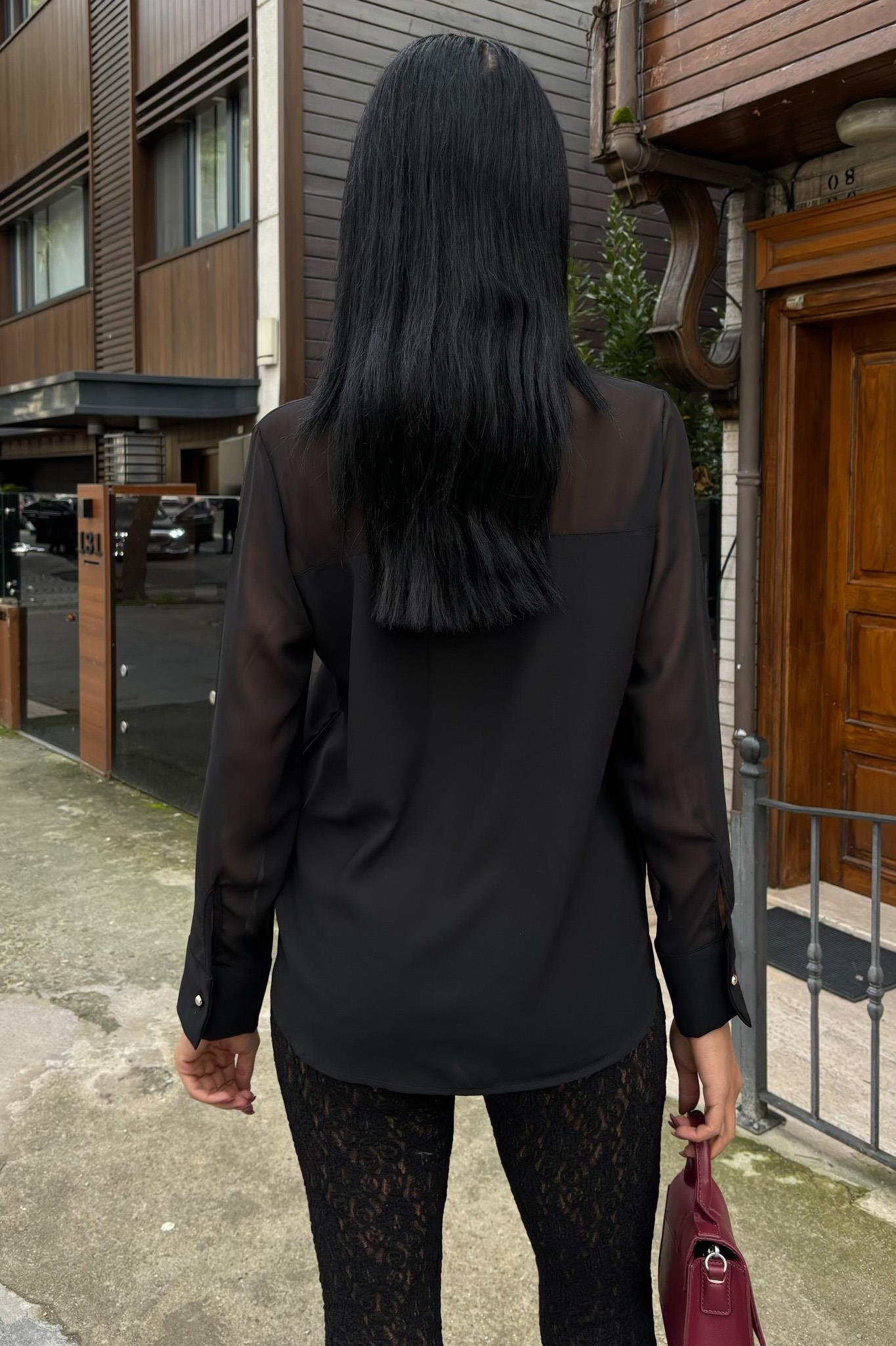 Transparan Detaylı Dökümlü Gömlek 3427 R7-K-K3