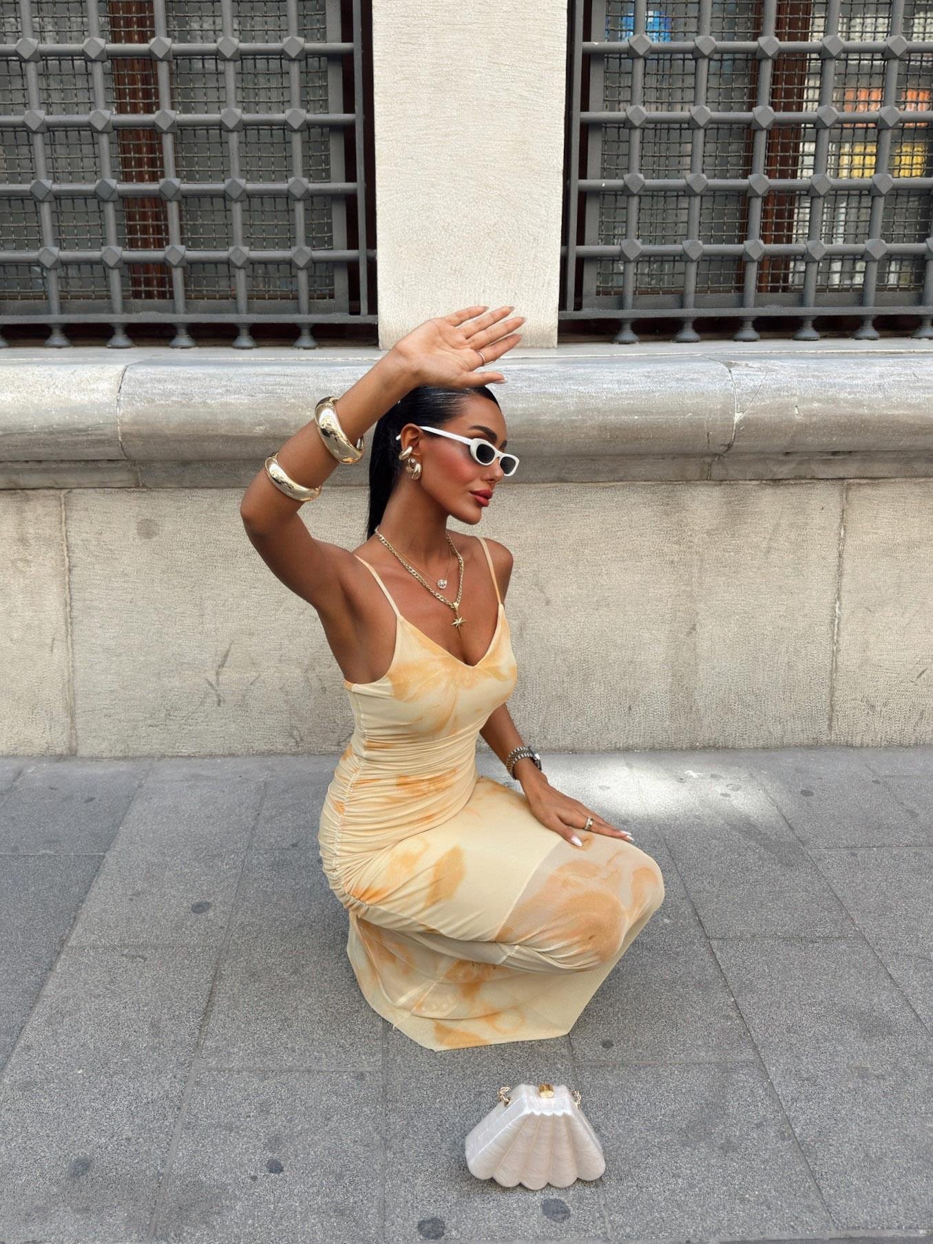 Tül Kumaş Askılı Şık Elbise 2907 R5-C-K4