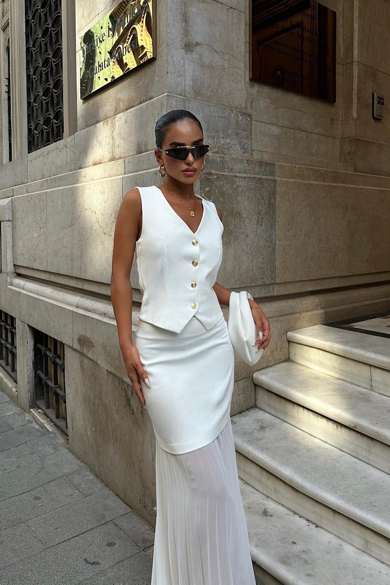 Willord Piliseli Şifon Etek Takım 9908