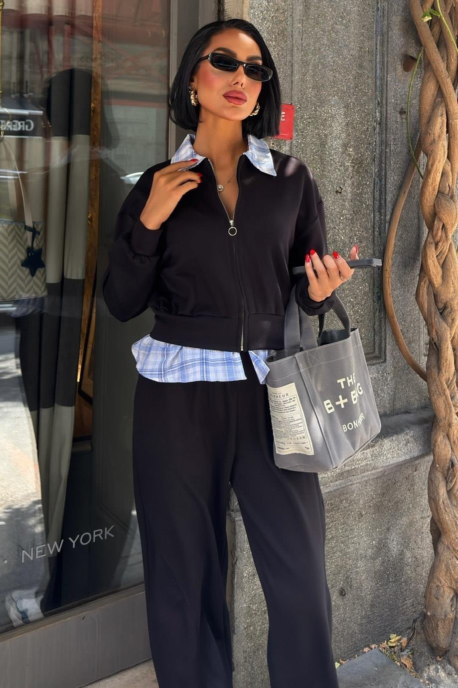 Yaka ve Etek Ucu Garnili Modal Takım 10252 R5-D-K1