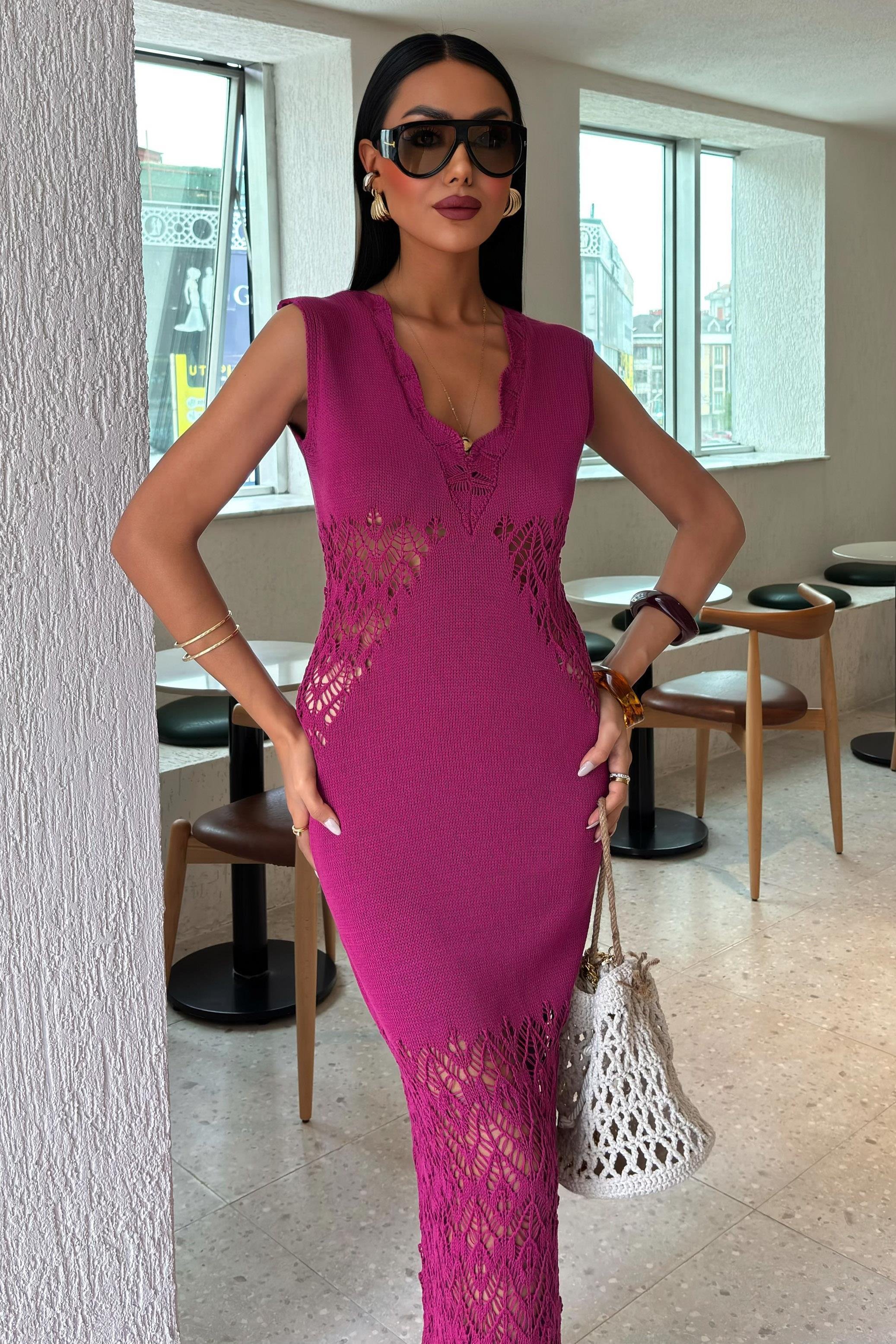 Yakası Dalgalı Ajur Detay Triko Takım 2837 R3-I-K3