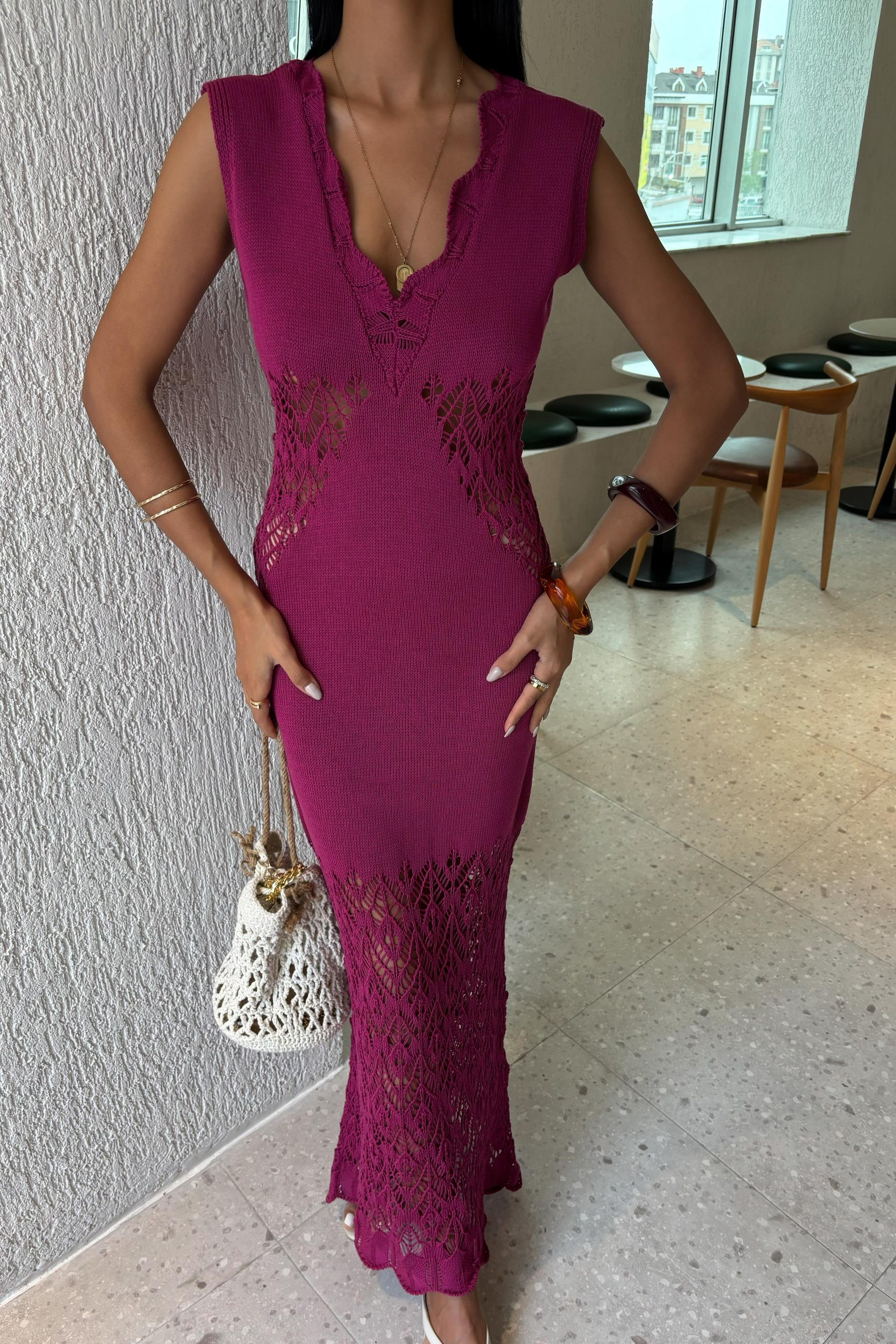 Yakası Dalgalı Ajur Detay Triko Takım 2837 R3-I-K3