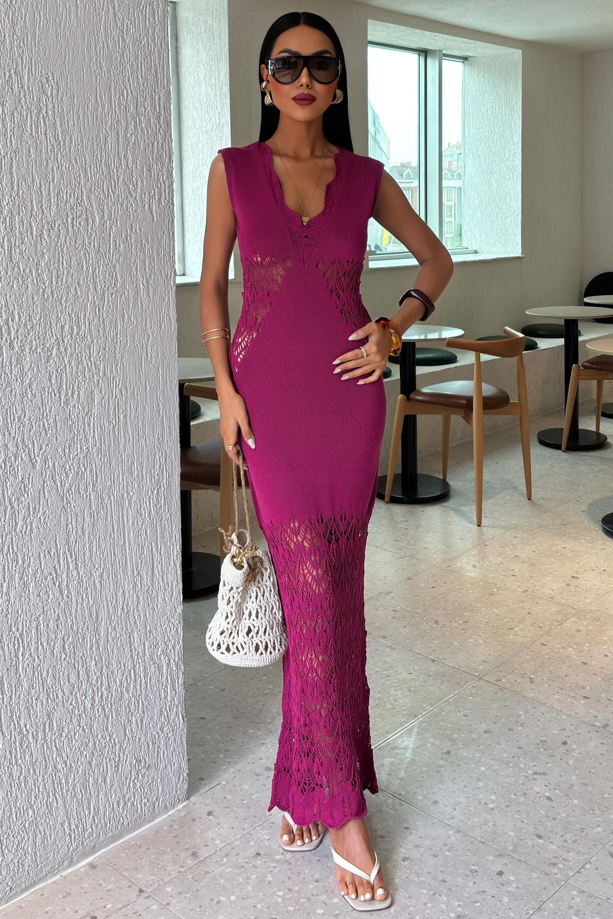 Yakası Dalgalı Ajur Detay Triko Takım 2837 R3-I-K3