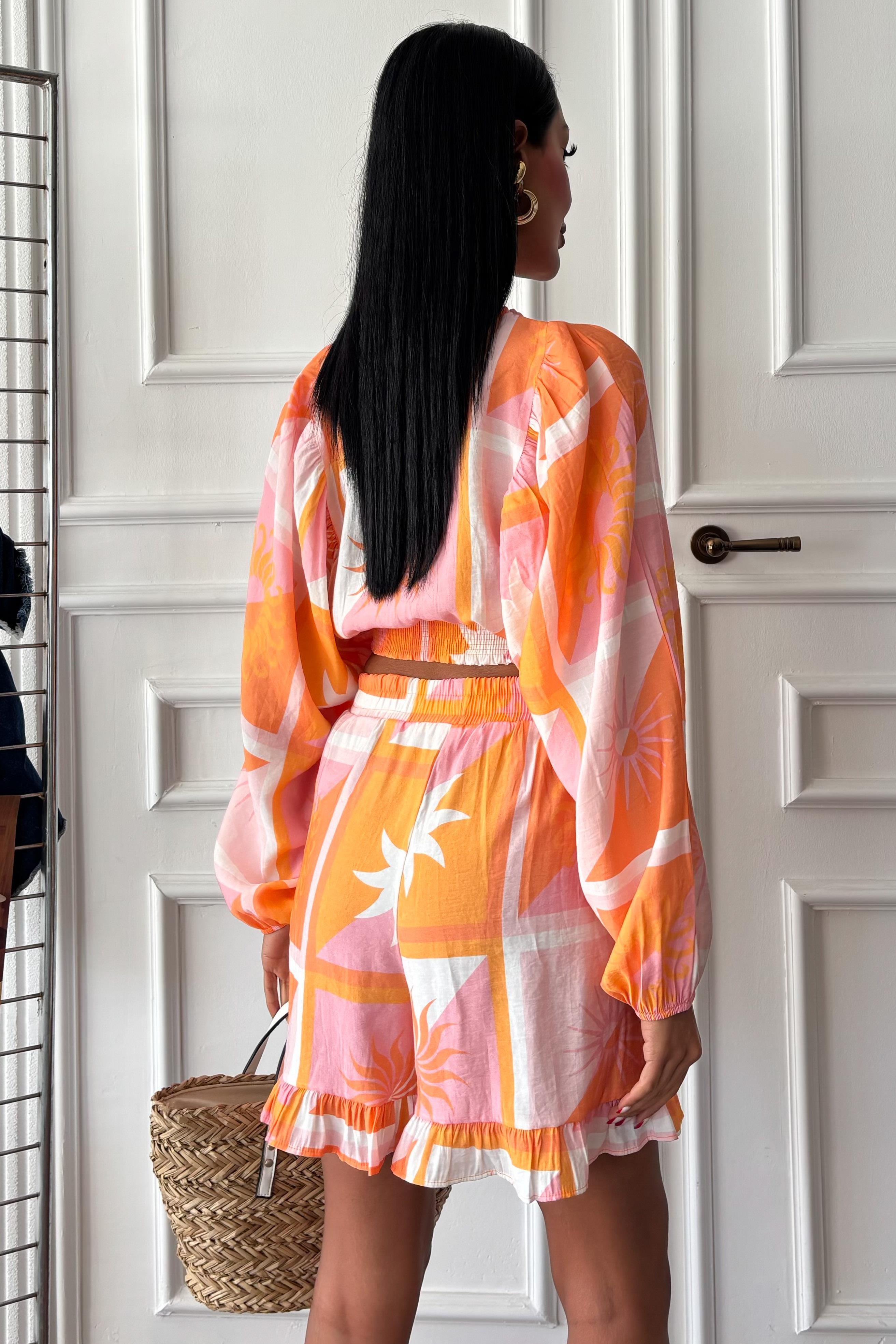 Yakası Gipeli ve Balon Kollu Desenli Modal Takım 10170 R5-D-K5