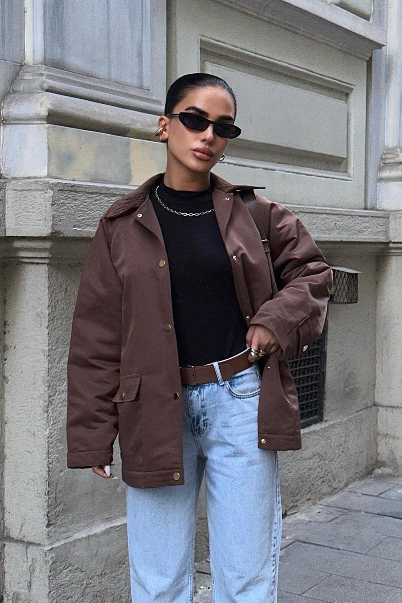 Yakası Kadife İçi Kapitoneli Ceket 6119