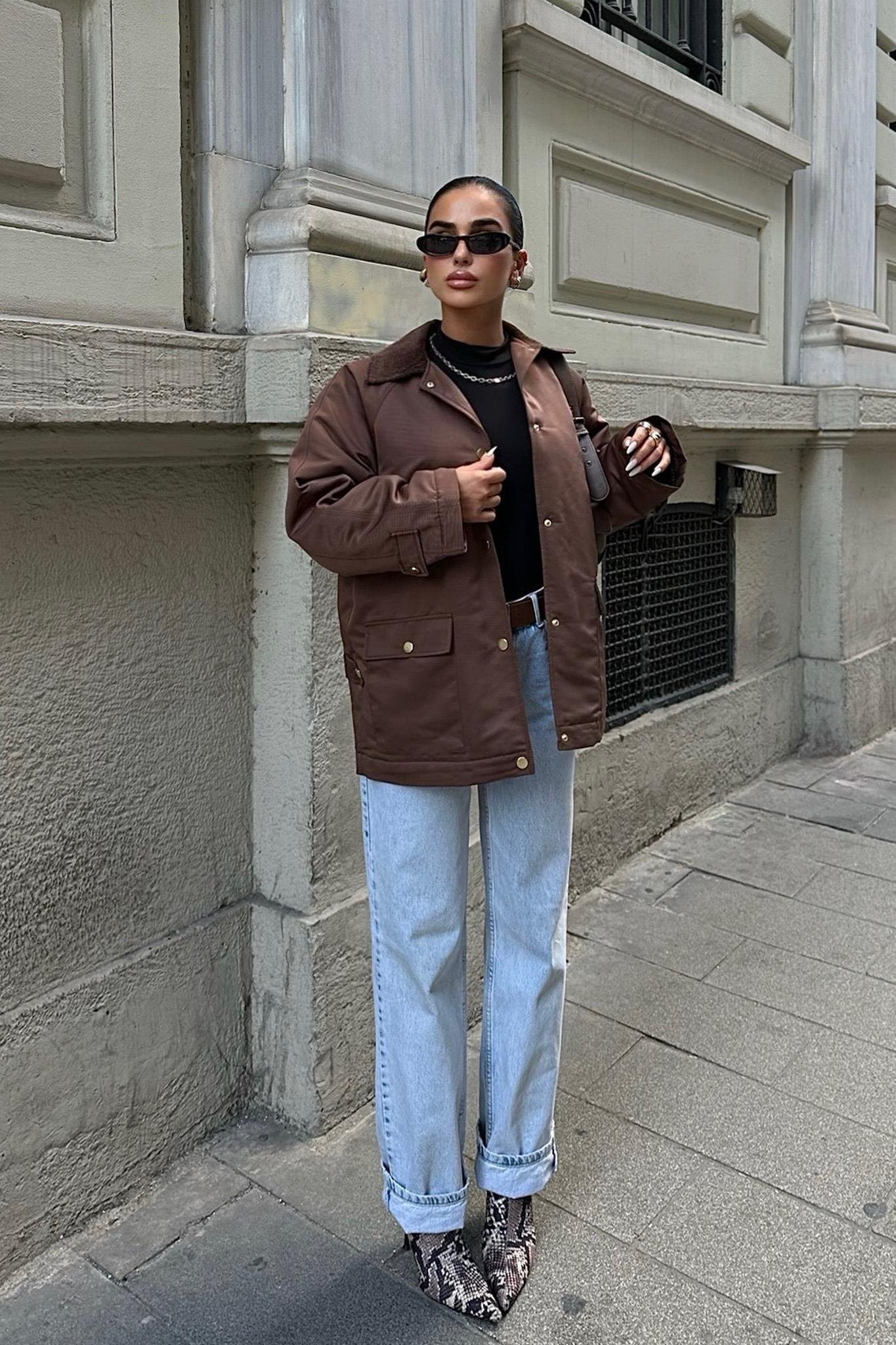 Yakası Kadife İçi Kapitoneli Ceket 6119