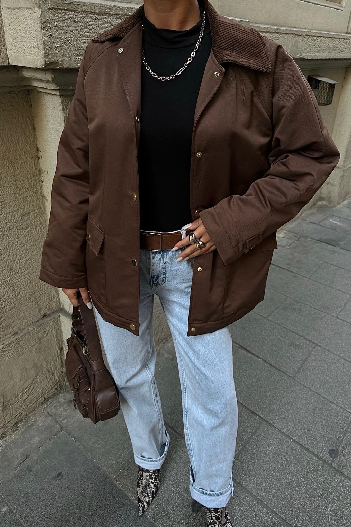 Yakası Kadife İçi Kapitoneli Ceket 6119