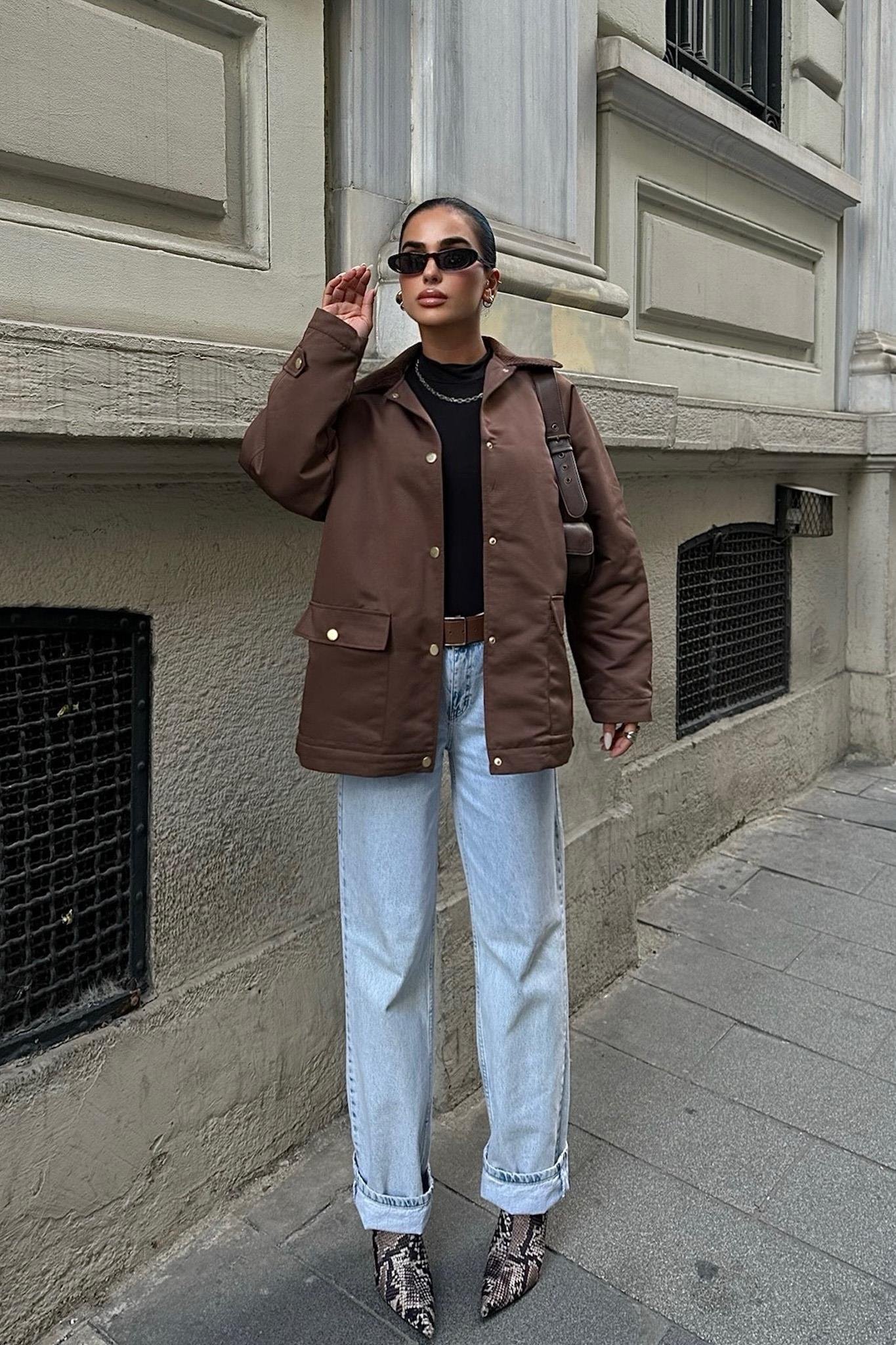 Yakası Kadife İçi Kapitoneli Ceket 6119