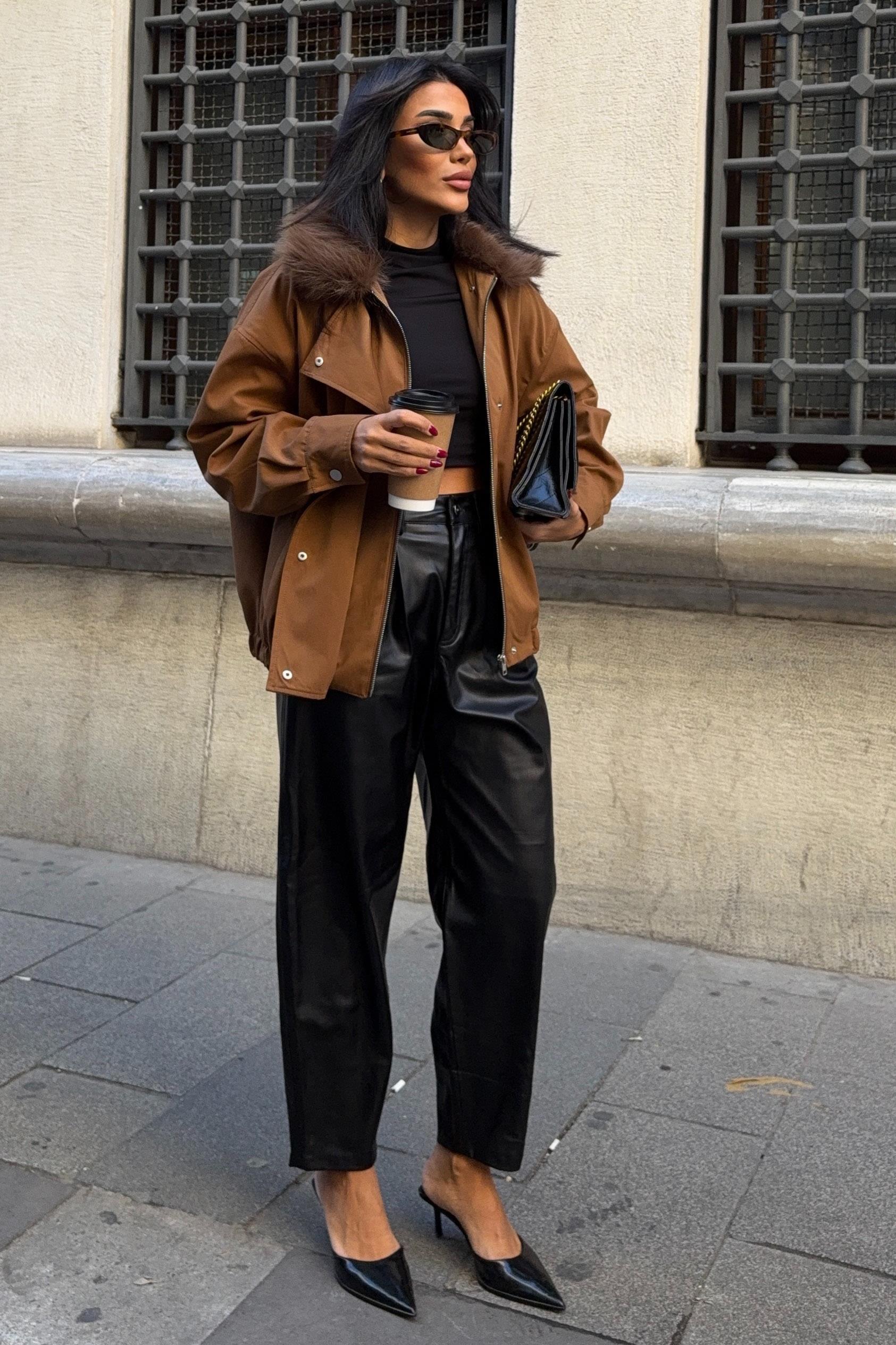 Yakası Kürklü Parka Bomber Ceket 6136