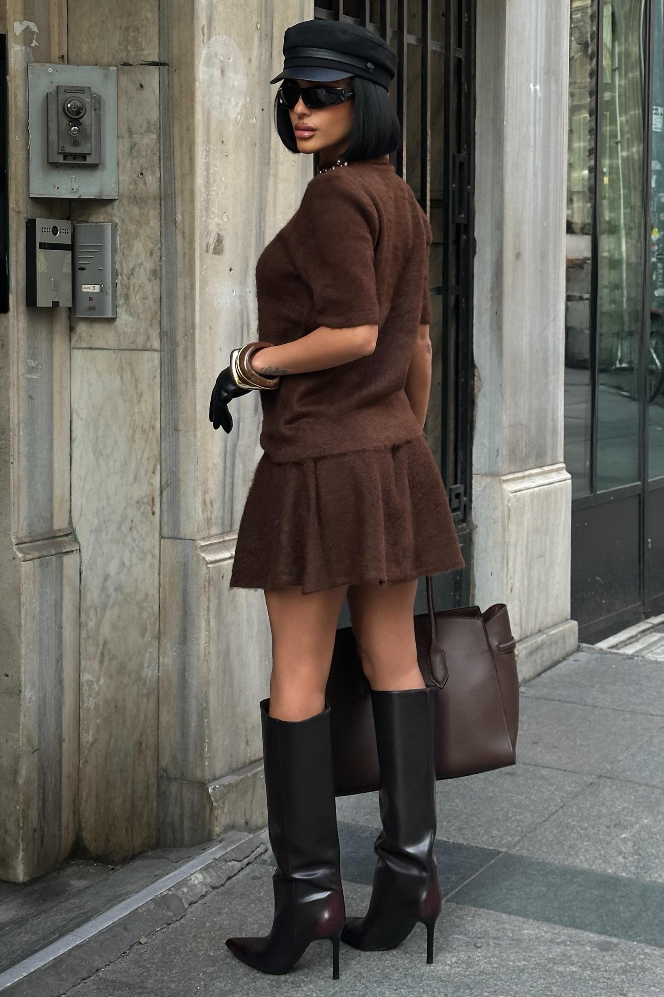 Yakası Taşlı Şardonlu Mini Etekli Takım 10002 R4-G-K4