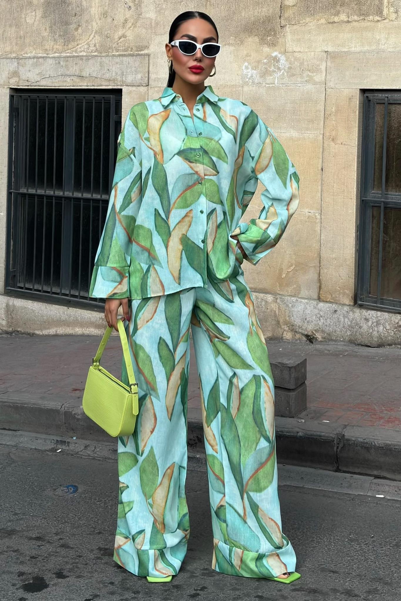 Yaprak Desenli Keten Takım 10107 R6-A-K5