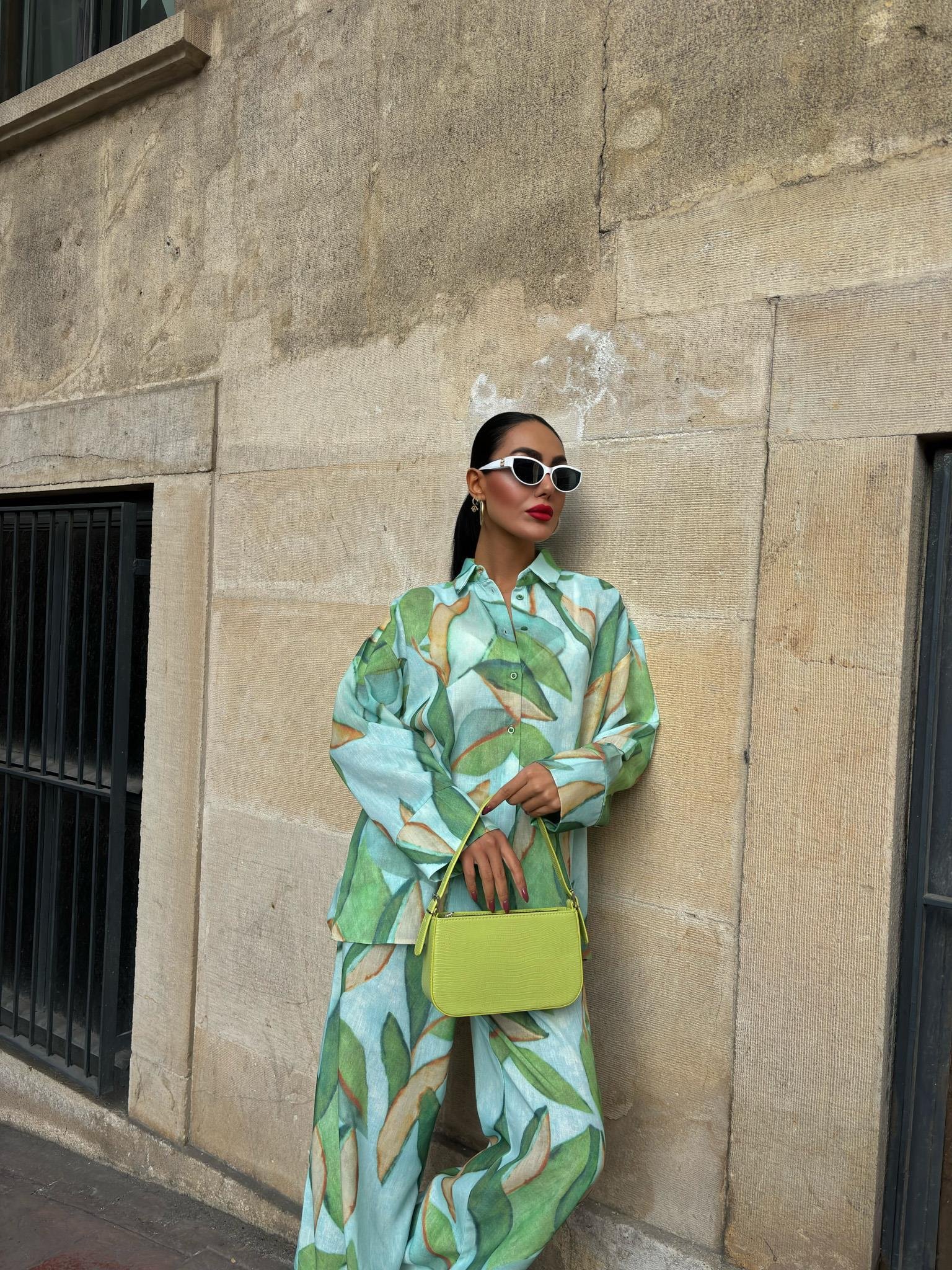 Yaprak Desenli Keten Takım 10107 R6-A-K5