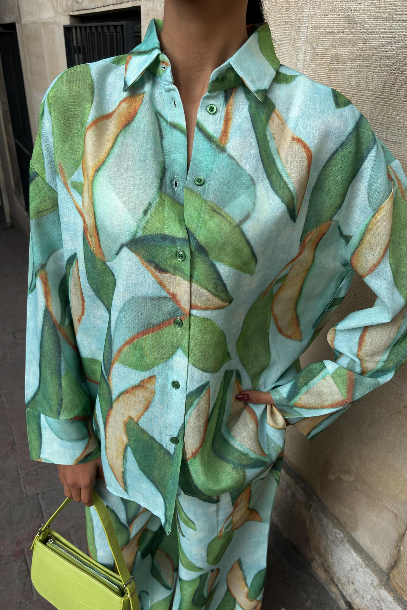 Yaprak Desenli Keten Takım 10107 R6-A-K5