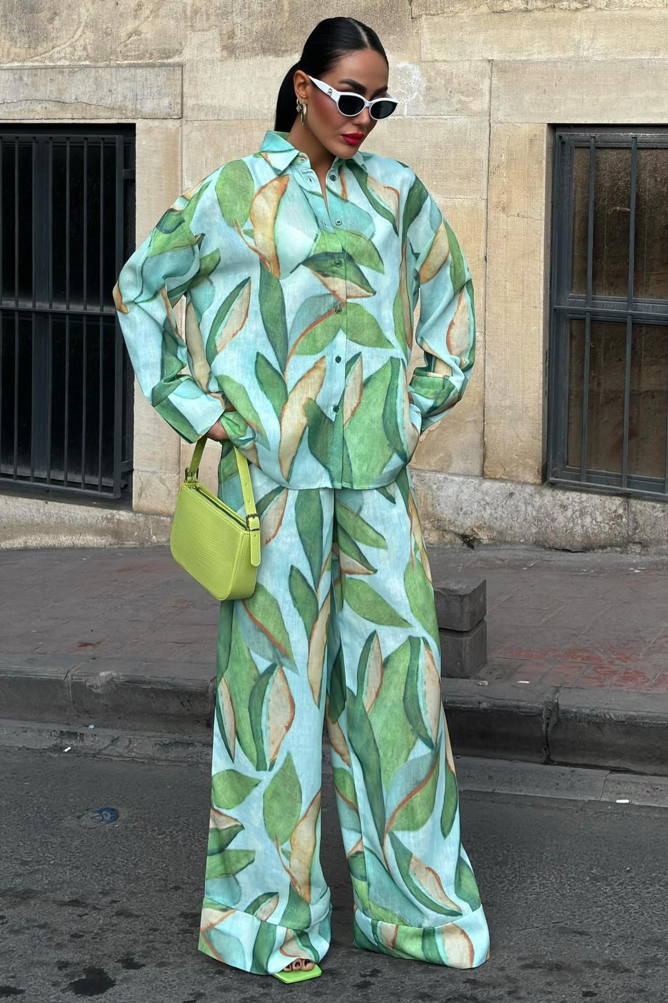 Yaprak Desenli Keten Takım 10107 R6-A-K5