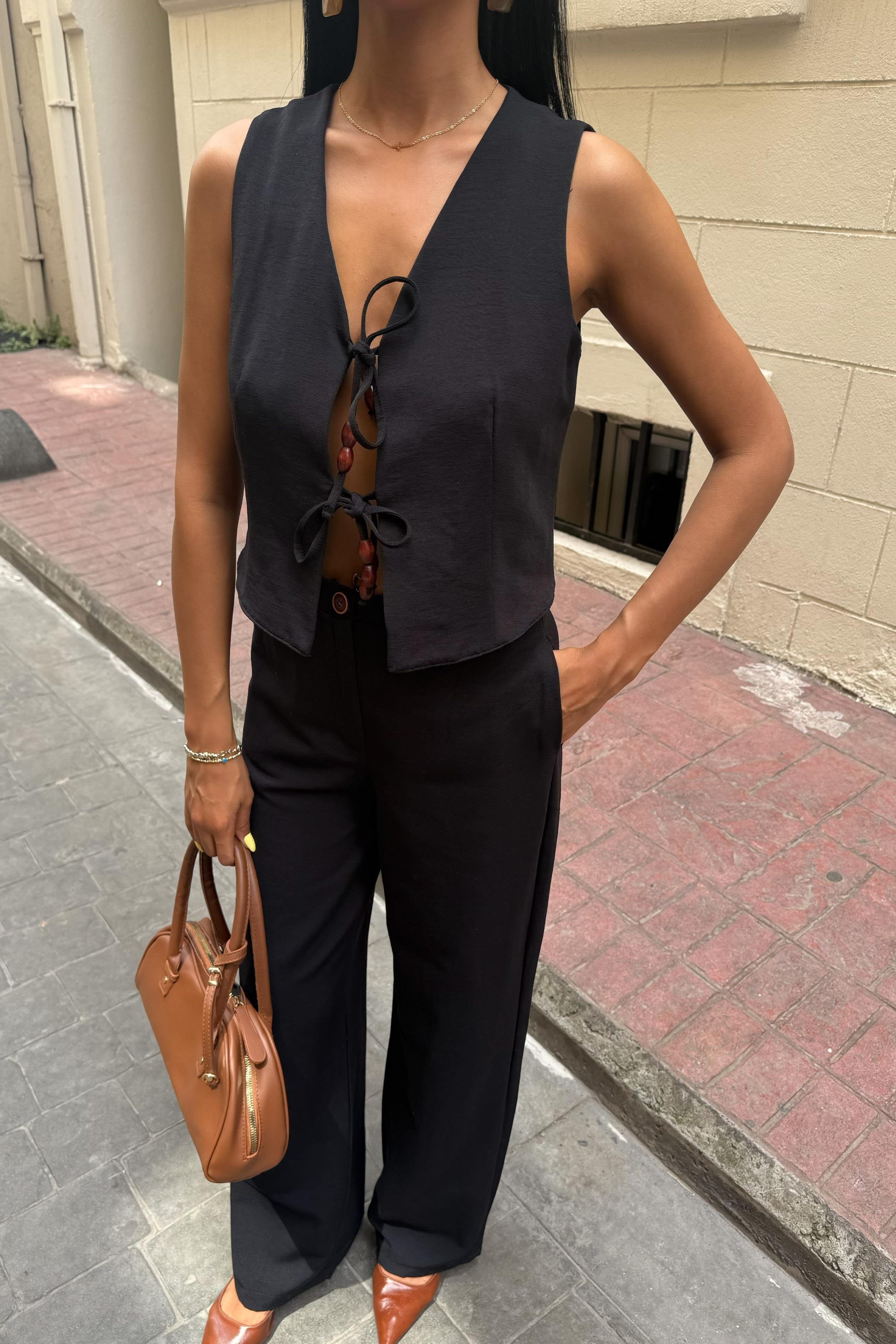 Yeleği Bağlamalı Keten İkili Takım 10152 R7-E-K2