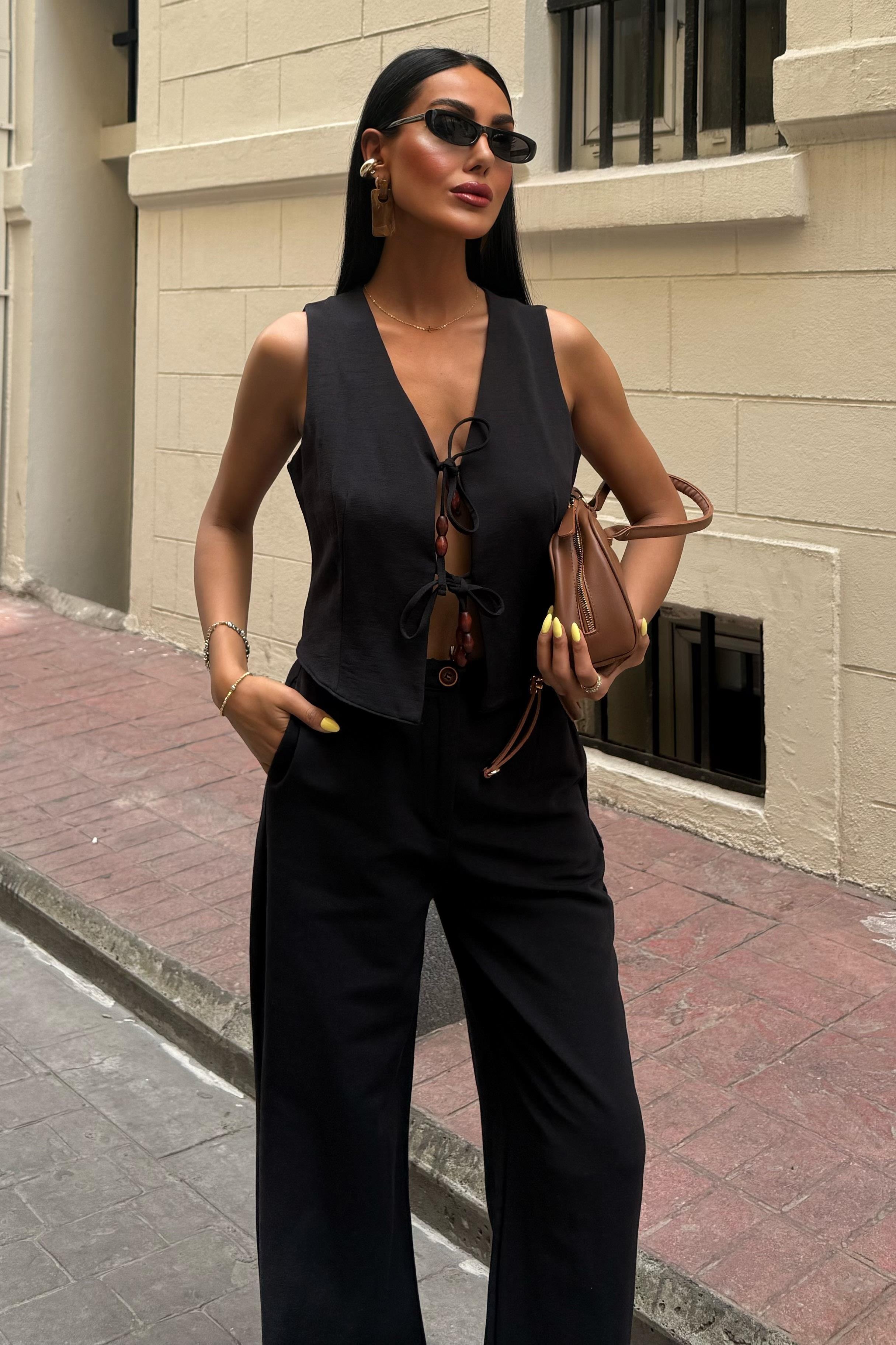 Yeleği Bağlamalı Keten İkili Takım 10152 R7-E-K2