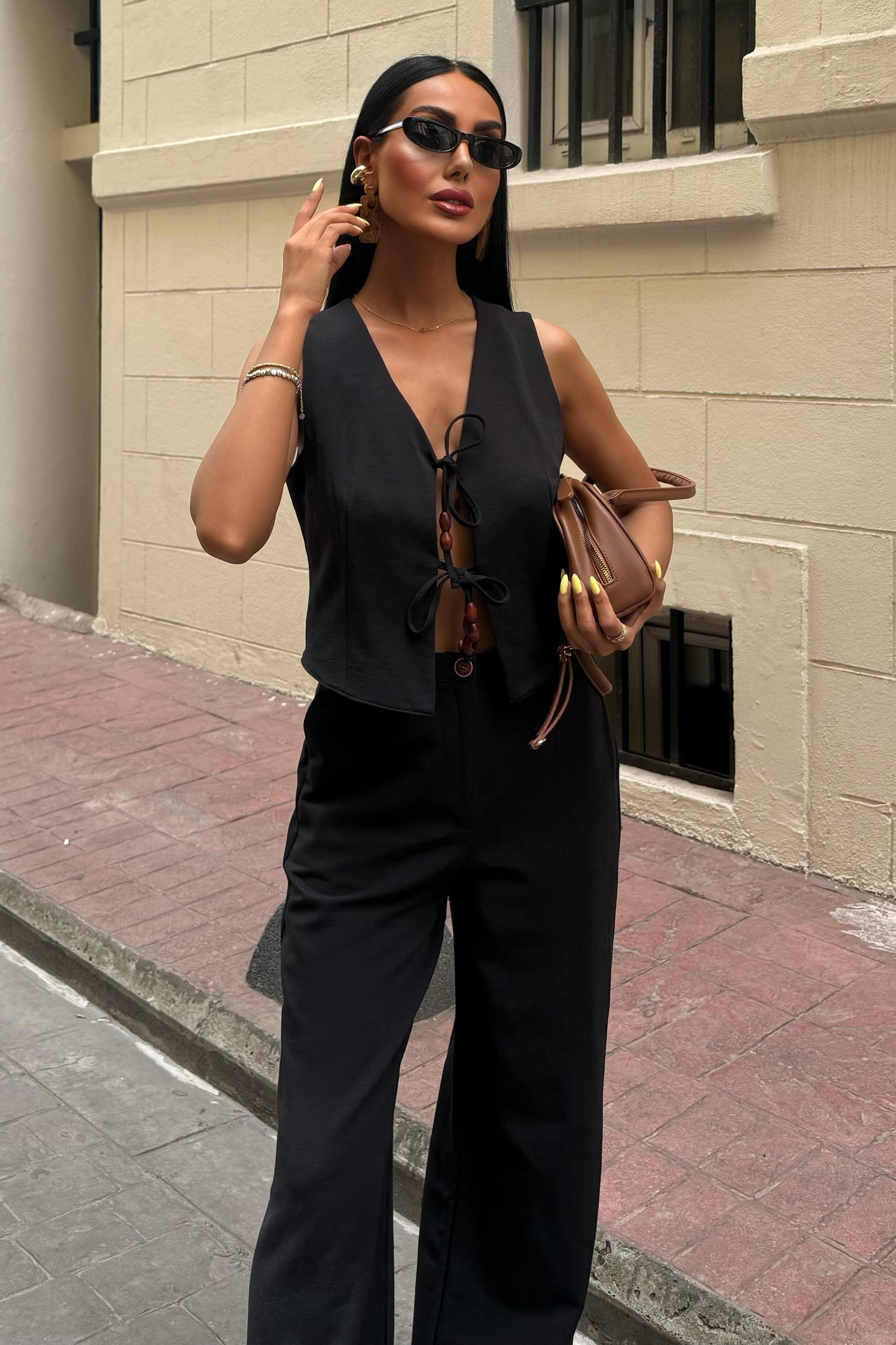 Yeleği Bağlamalı Keten İkili Takım 10152 R7-E-K2