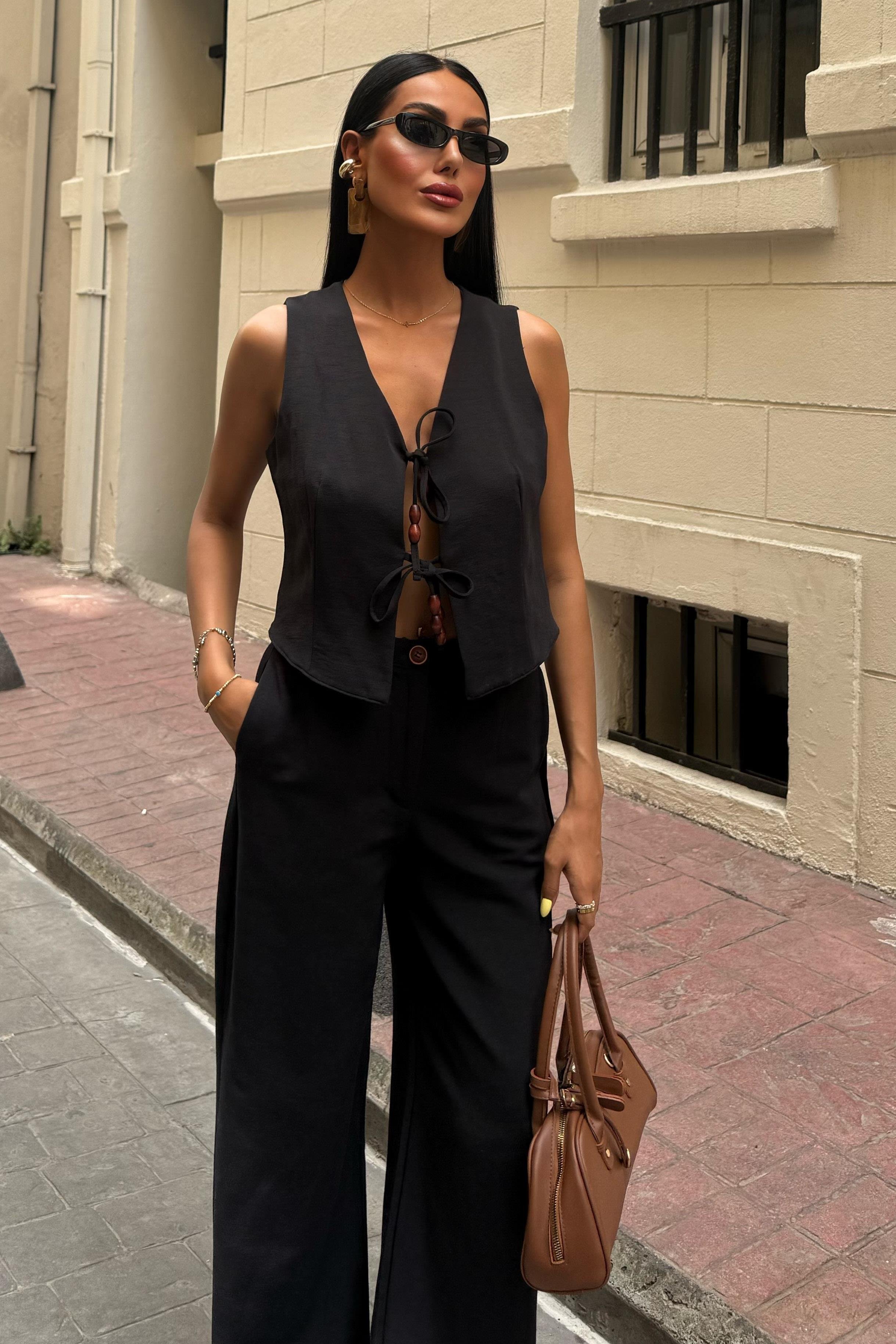 Yeleği Bağlamalı Keten İkili Takım 10152 R7-E-K2