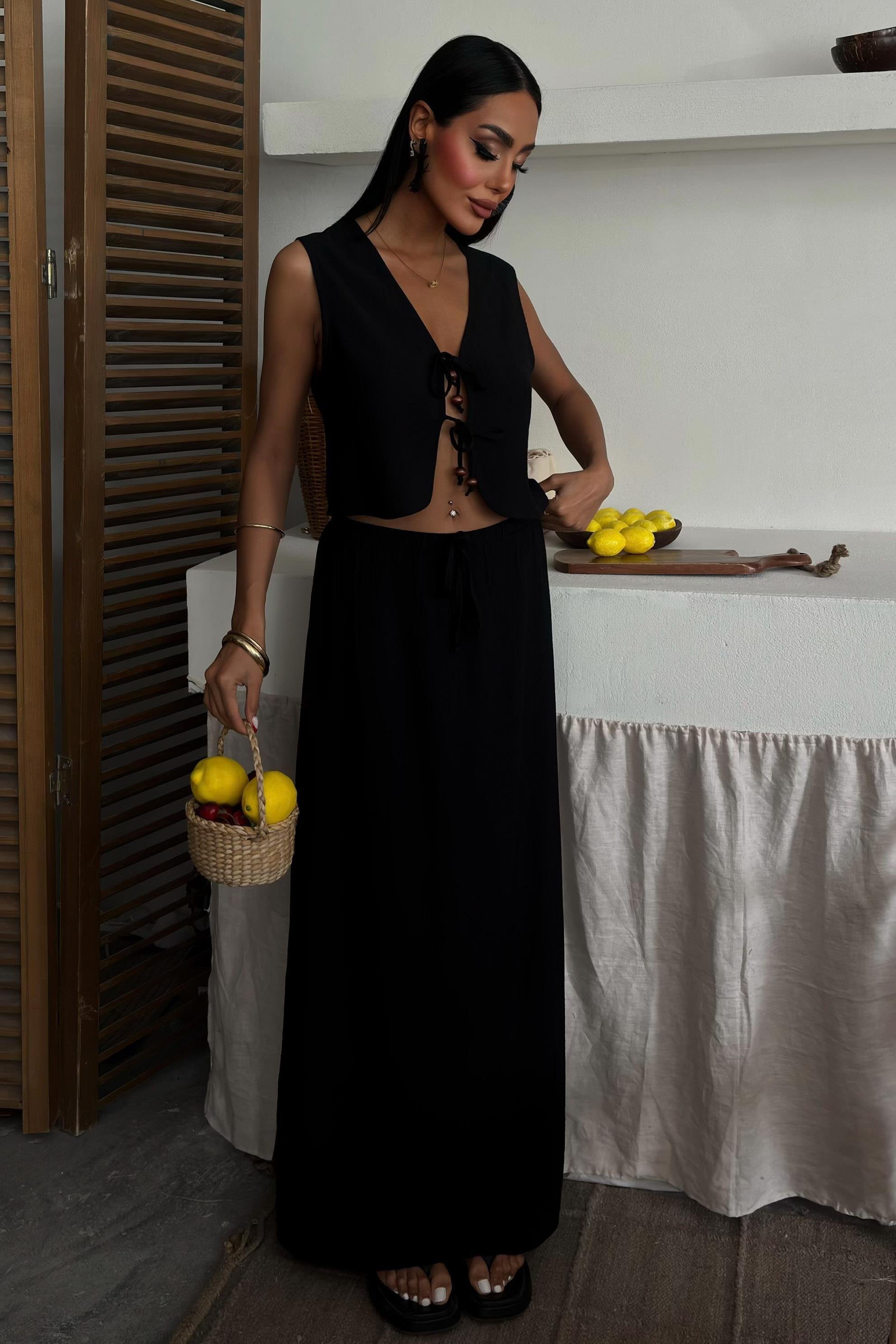 Yelek Önden Bağlamalı Uzun Etekli Takım 10192 R6-D-K3