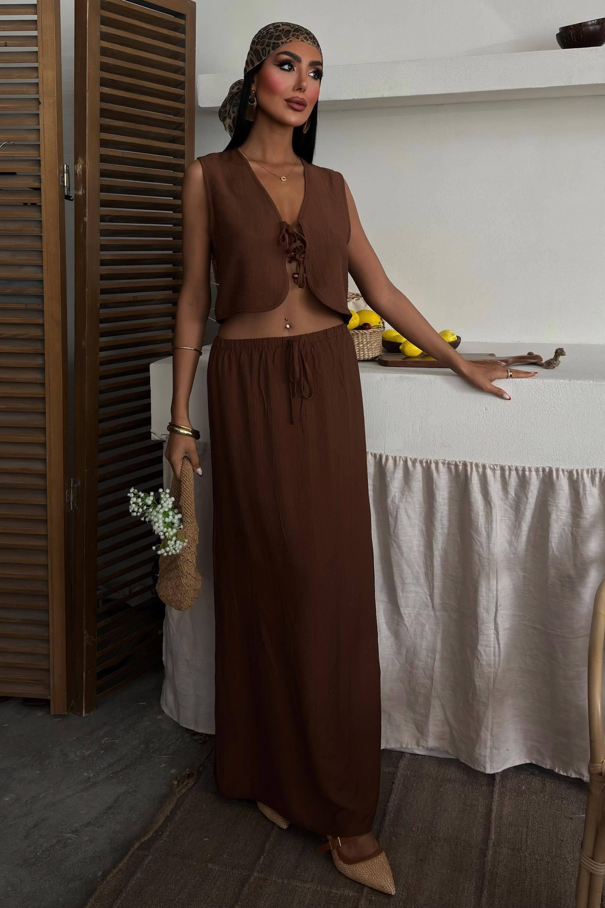 Yelek Önden Bağlamalı Uzun Etekli Takım 10192 R6-D-K3