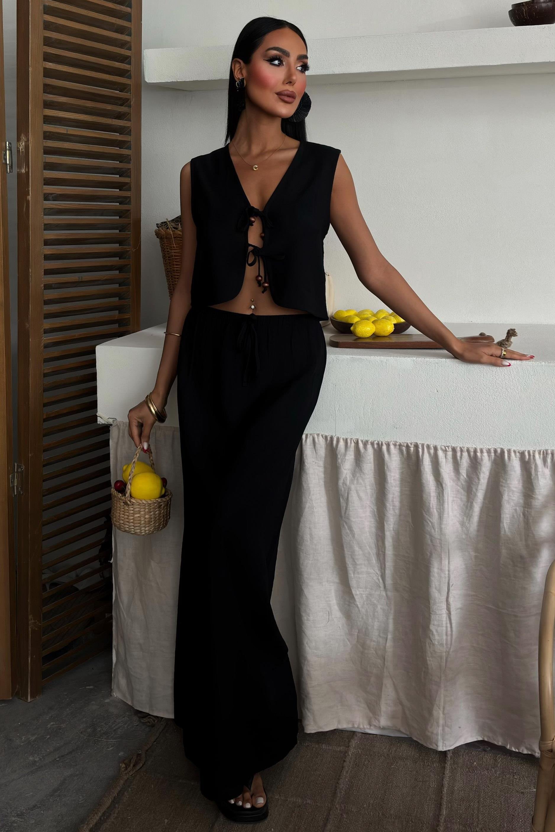 Yelek Önden Bağlamalı Uzun Etekli Takım 10192 R6-D-K3