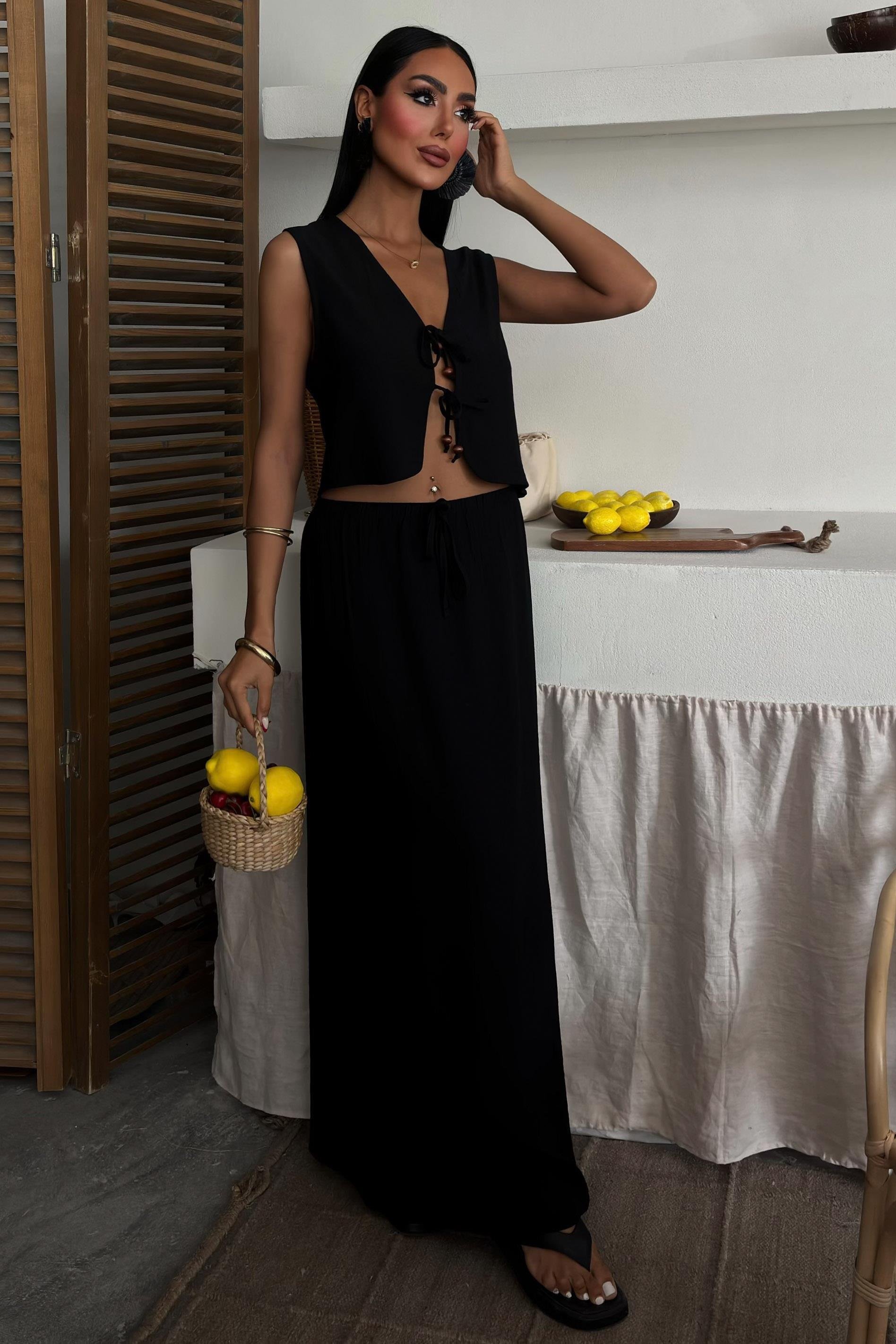 Yelek Önden Bağlamalı Uzun Etekli Takım 10192 R6-D-K3