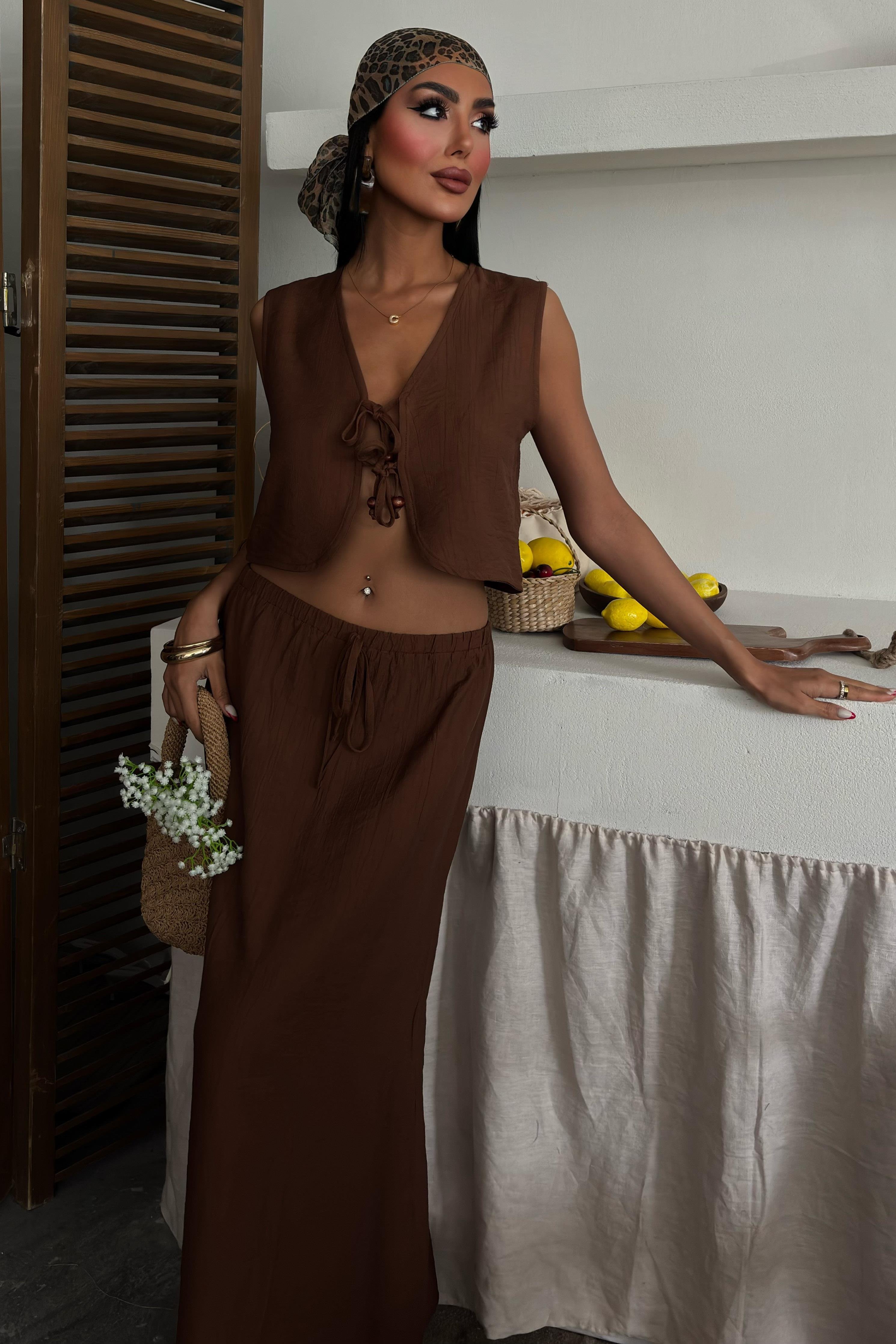 Yelek Önden Bağlamalı Uzun Etekli Takım 10192 R6-D-K3