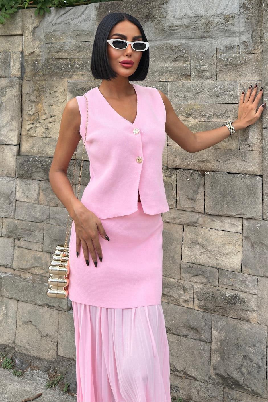 Yelekli Ve Pilise Etekli Triko Takım 10001 R2-D-K2