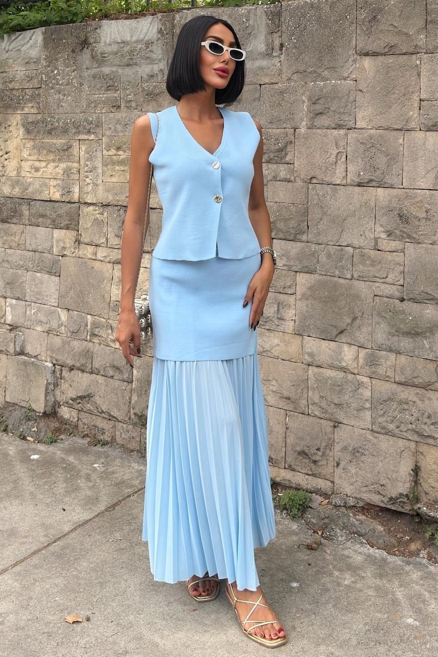 Yelekli Ve Pilise Etekli Triko Takım 10001 R2-D-K2