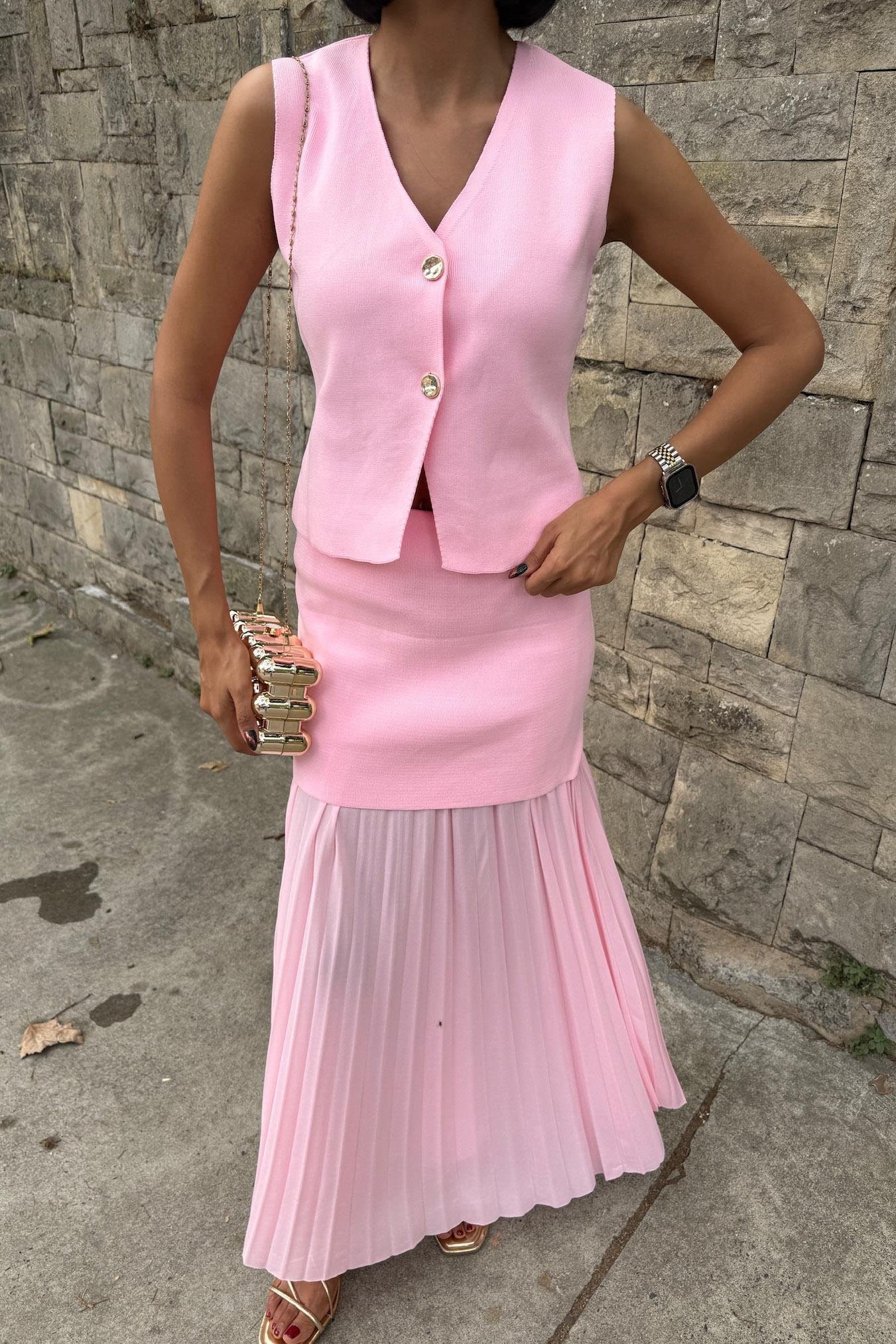 Yelekli Ve Pilise Etekli Triko Takım 10001 R2-D-K2