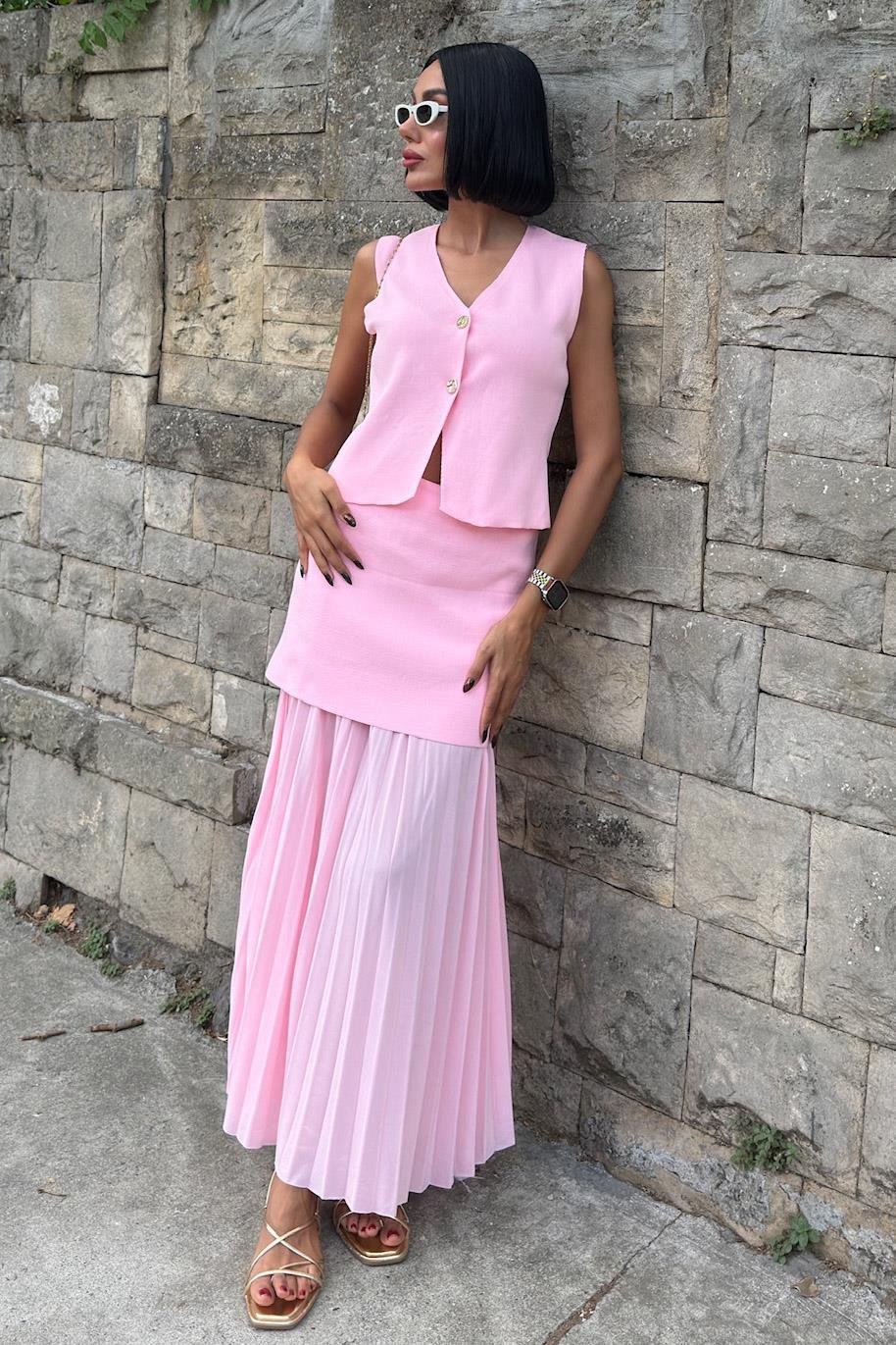 Yelekli Ve Pilise Etekli Triko Takım 10001 R2-D-K2