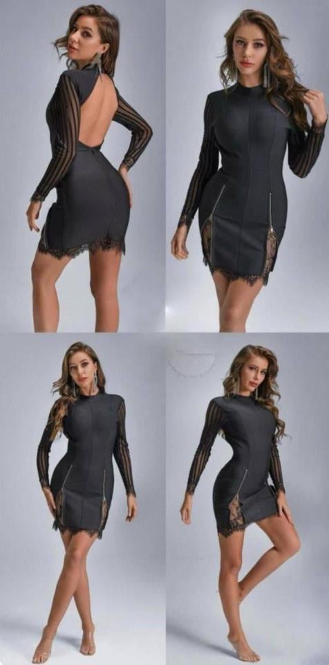 Yeni Sezon Scuba Dalgıç Kumaş Dantel Ve Fermuar Detaylı Elbise