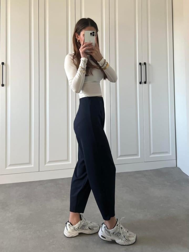 Yeni Sezon Yüksek Bel Crep Kumaş Pantolon