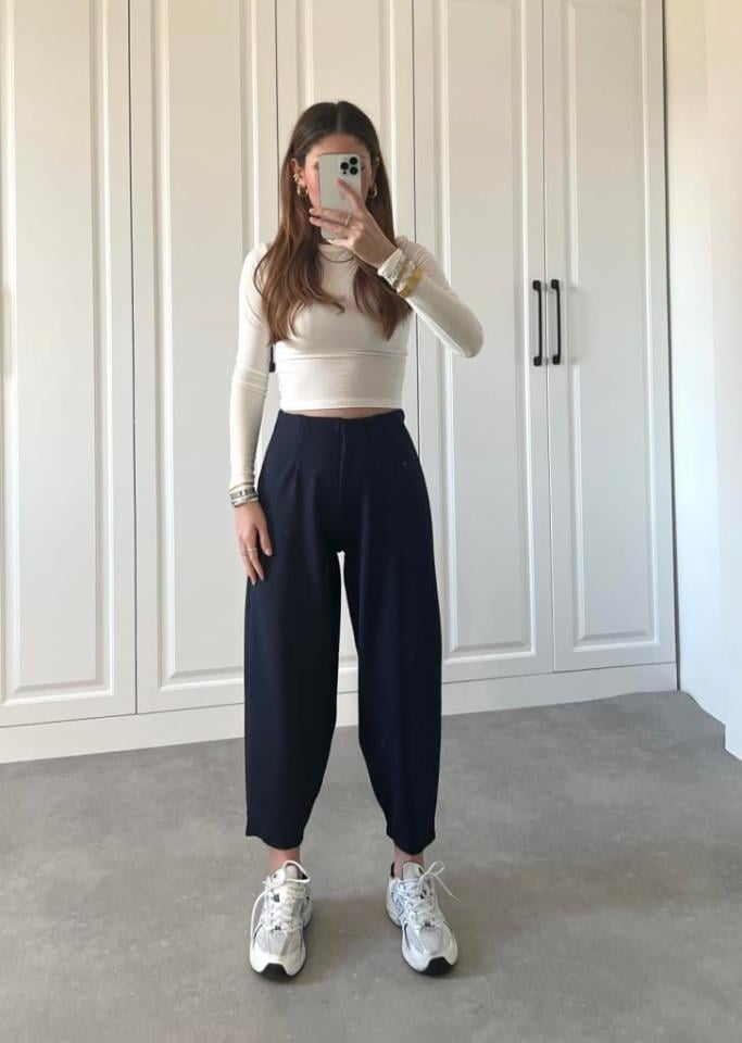 Yeni Sezon Yüksek Bel Crep Kumaş Pantolon