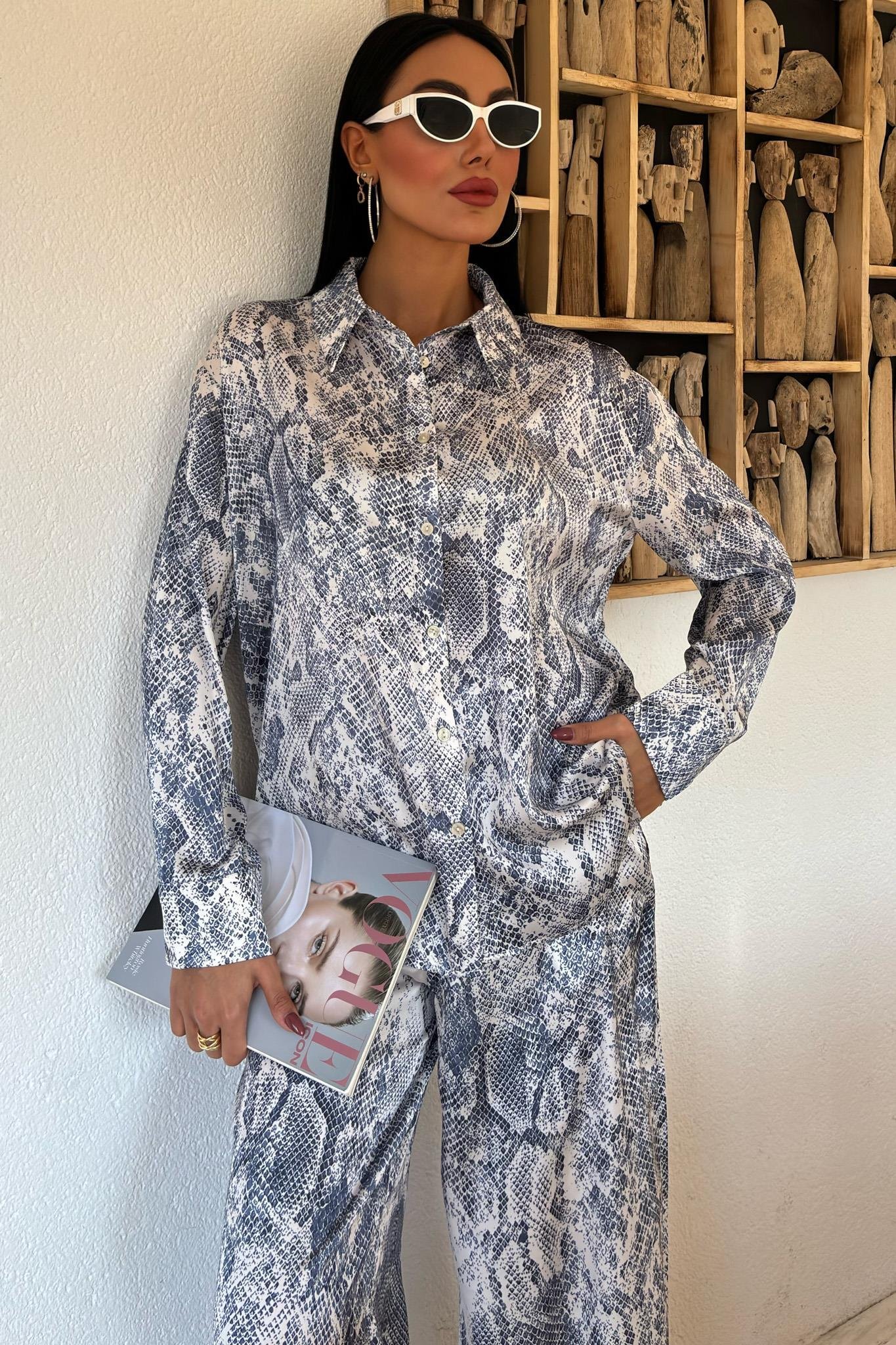 Yılan Desenli Saten Salaş Takım 10023