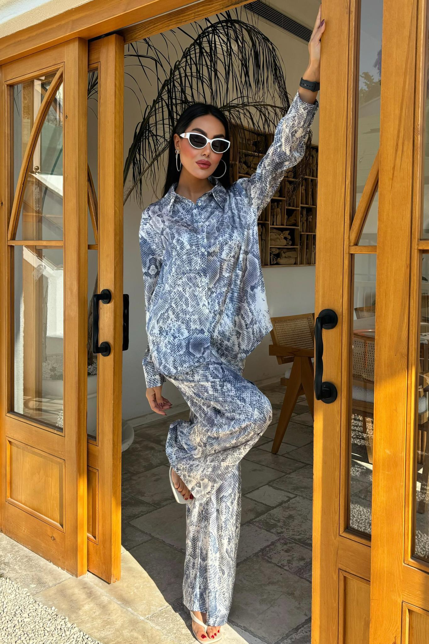 Yılan Desenli Saten Salaş Takım 10023