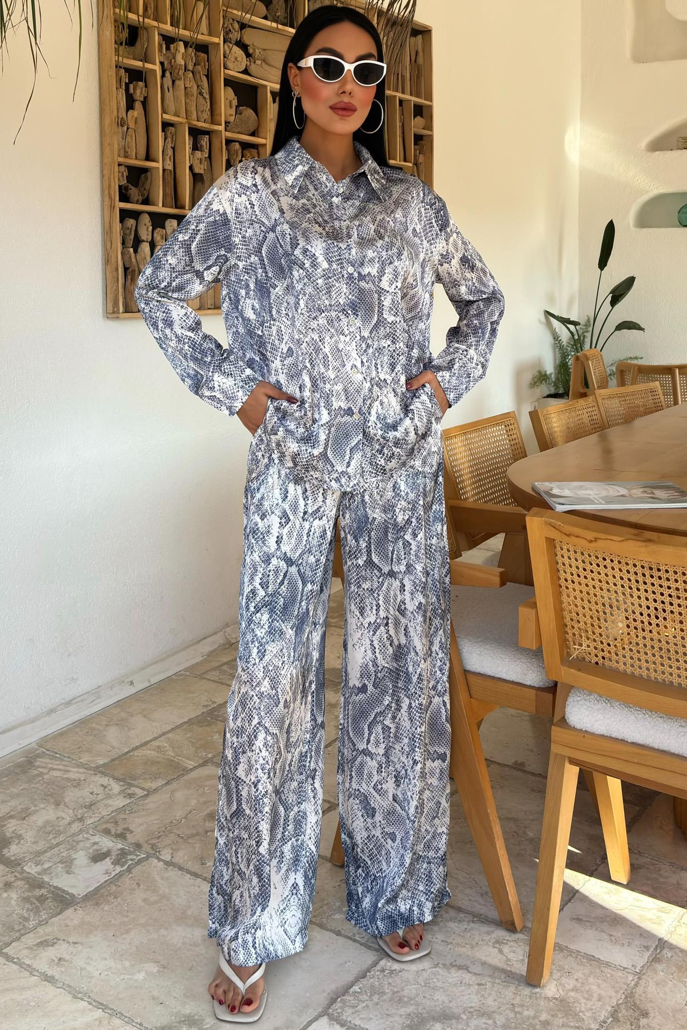 Yılan Desenli Saten Salaş Takım 10023