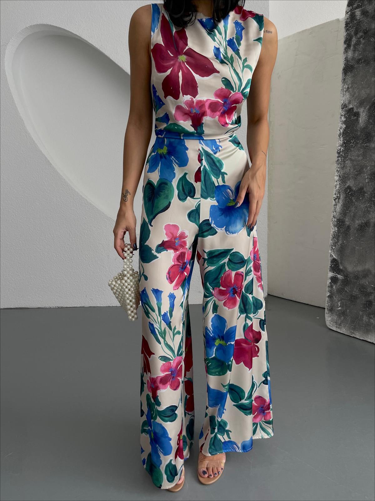 Zr model çiçek desen tulum - MULTİ